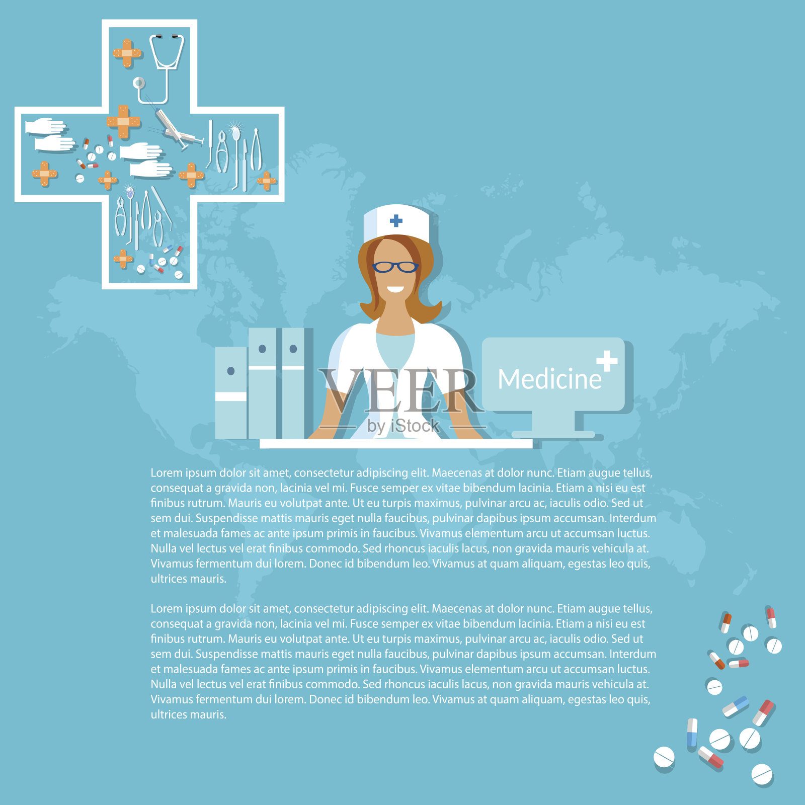 医药制药微笑护士医学背景插画图片素材
