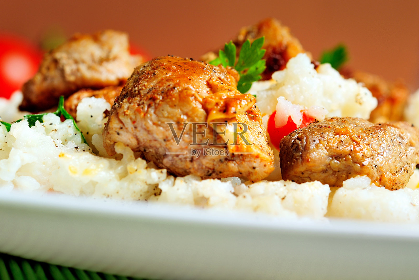 米饭和肉照片摄影图片