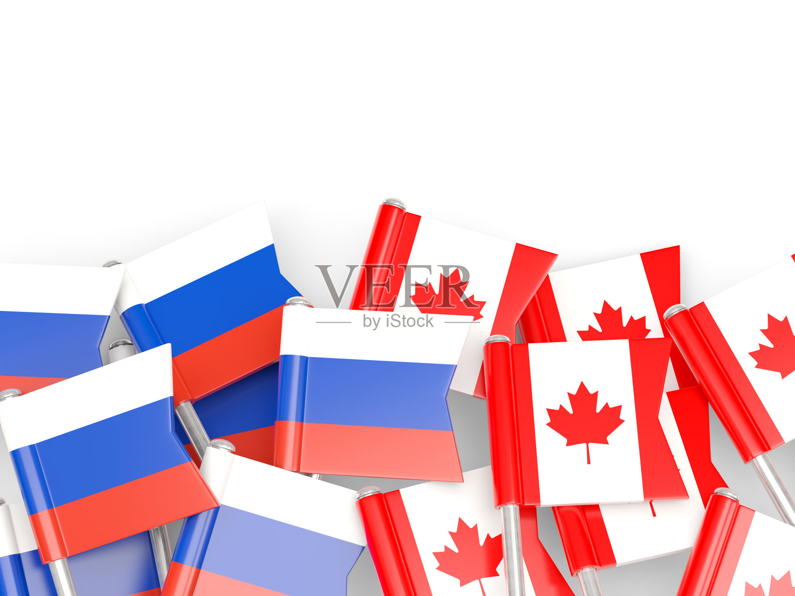 俄罗斯和加拿大的国旗被白色隔离照片摄影图片