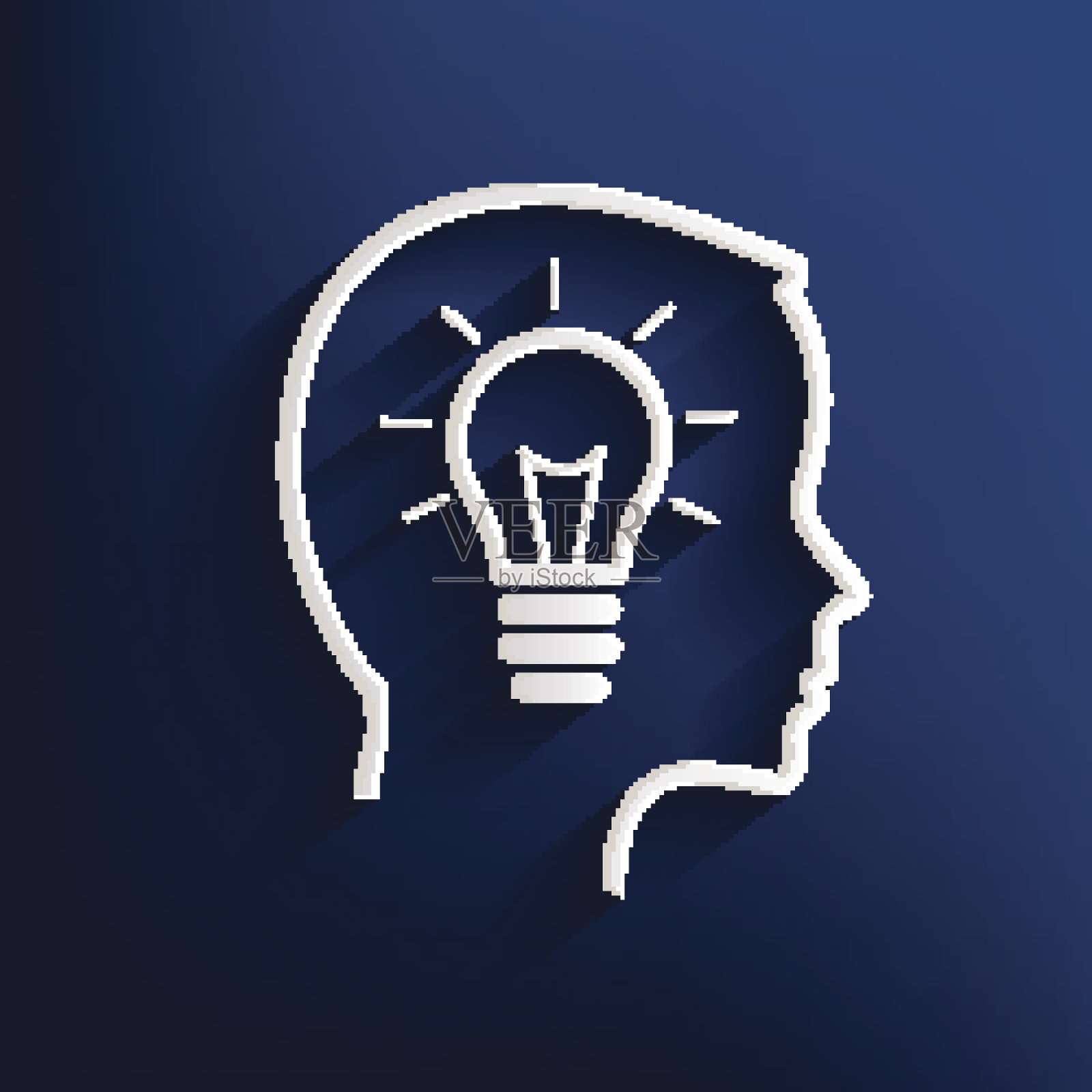 蓝色背景的灯泡设计，干净的矢量插画图片素材