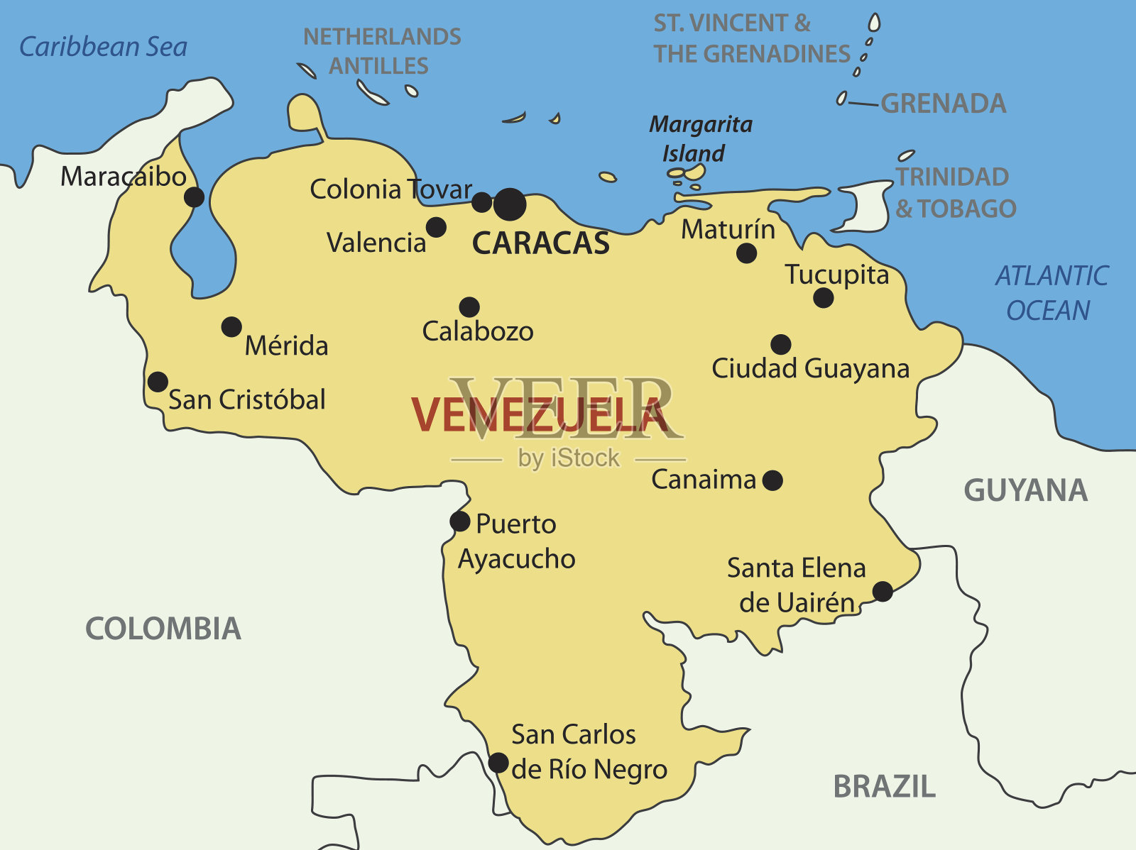 委内瑞拉玻利瓦尔共和国-矢量地图插画图片素材