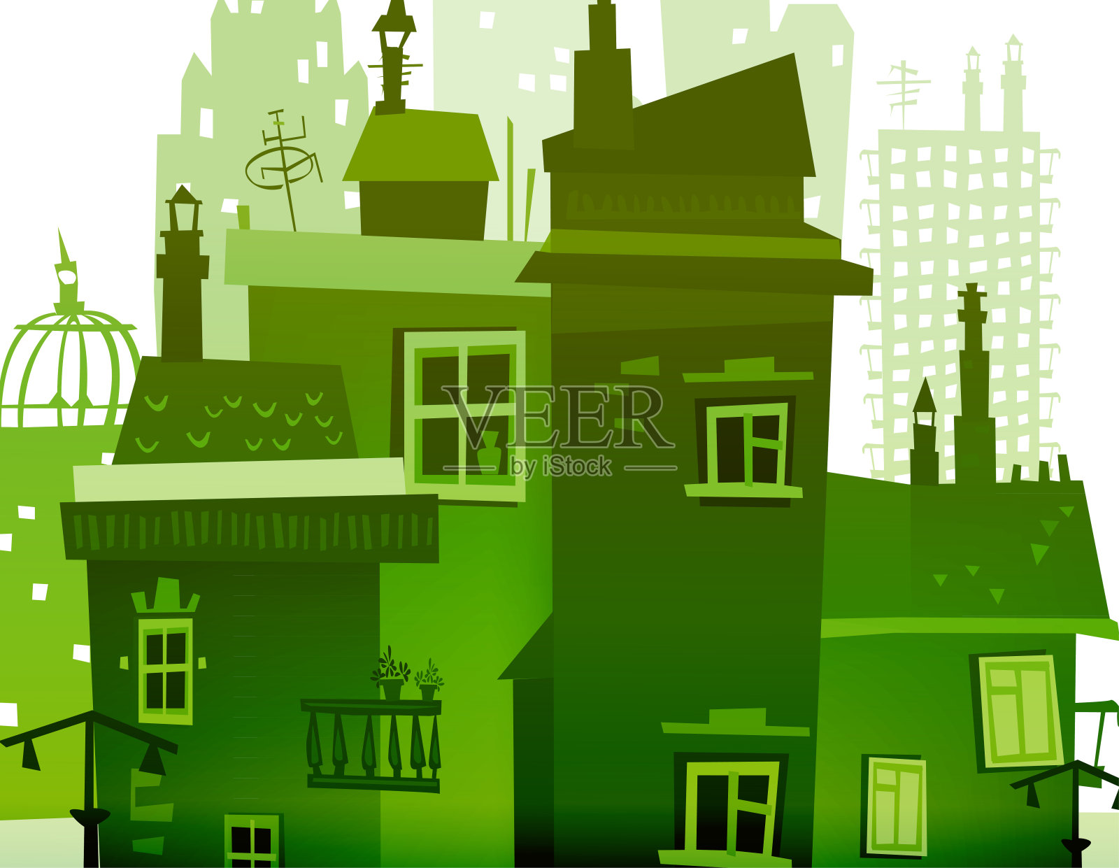 城市背景由建筑剪影构成照片摄影图片