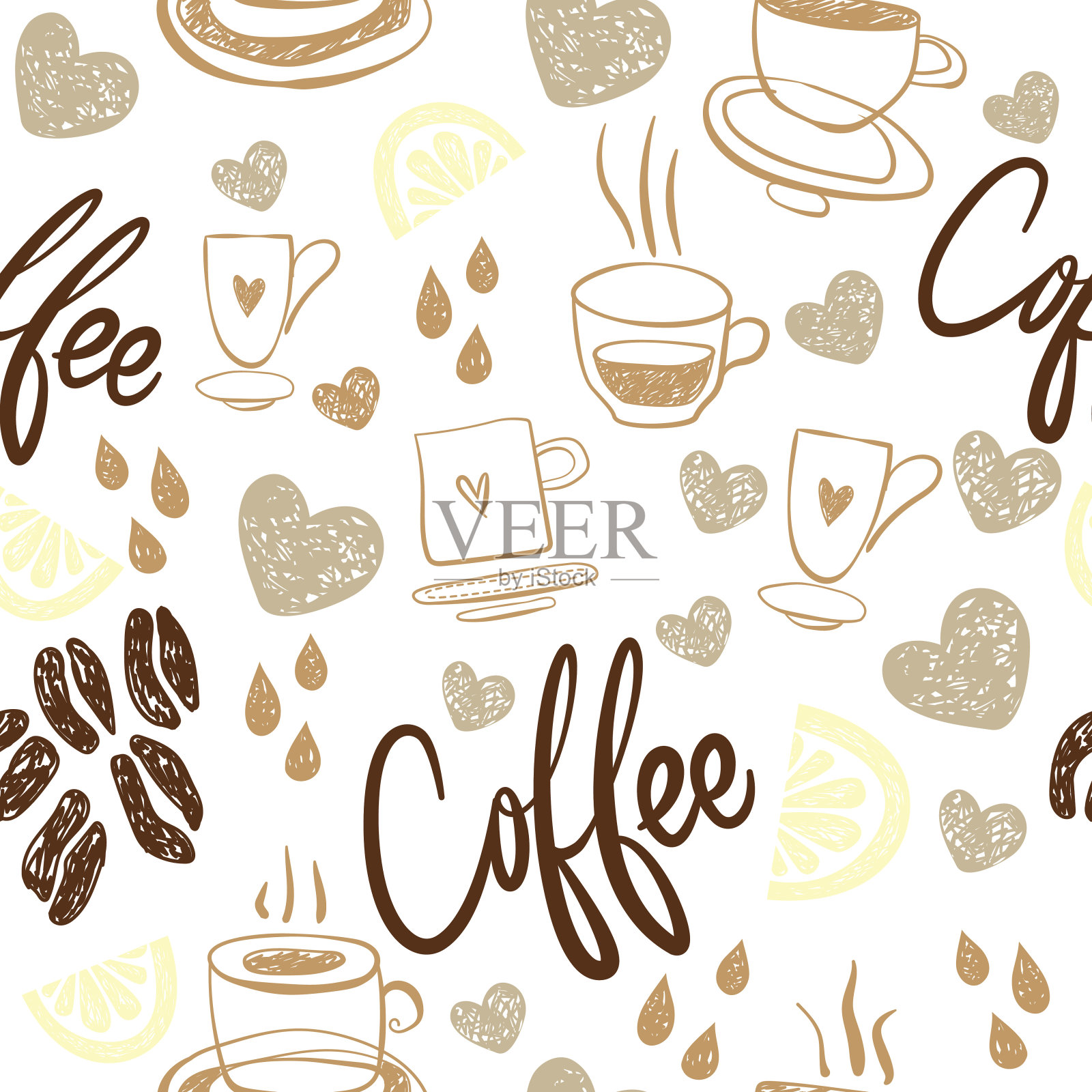 咖啡无缝模式插画图片素材