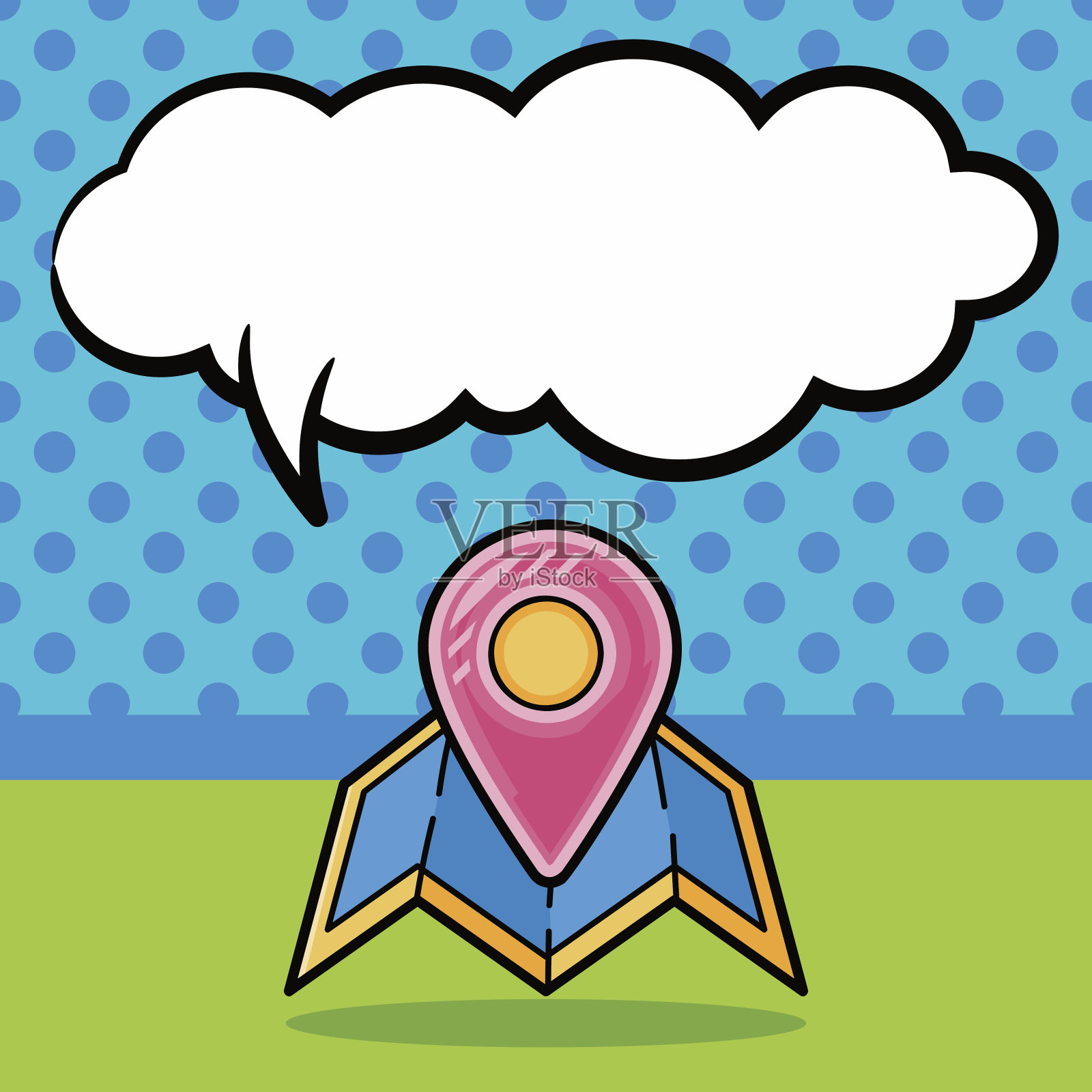 地图涂鸦，语音泡泡插画图片素材