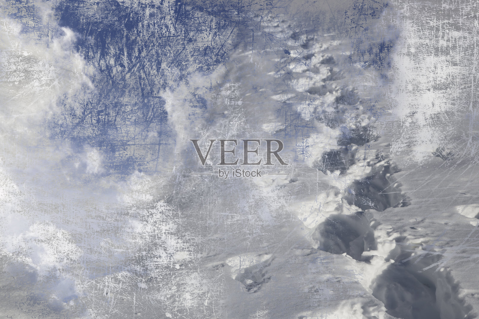 雪鞋的痕迹照片摄影图片