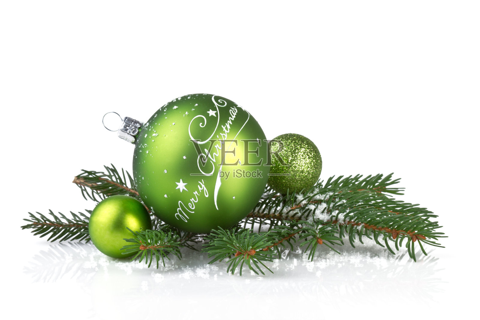 圣诞绿球装饰照片摄影图片