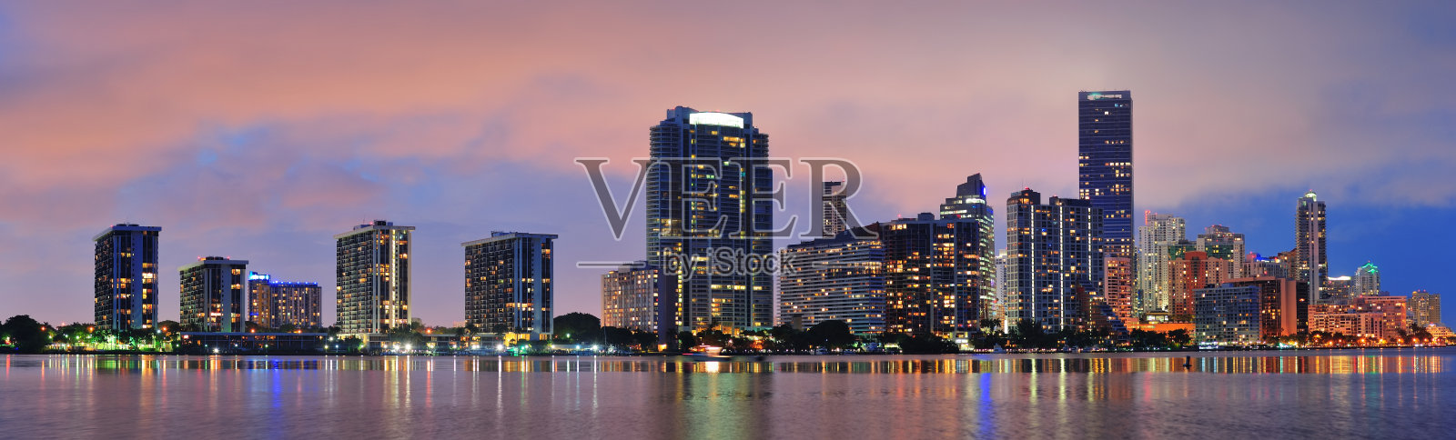 迈阿密的夜景照片摄影图片