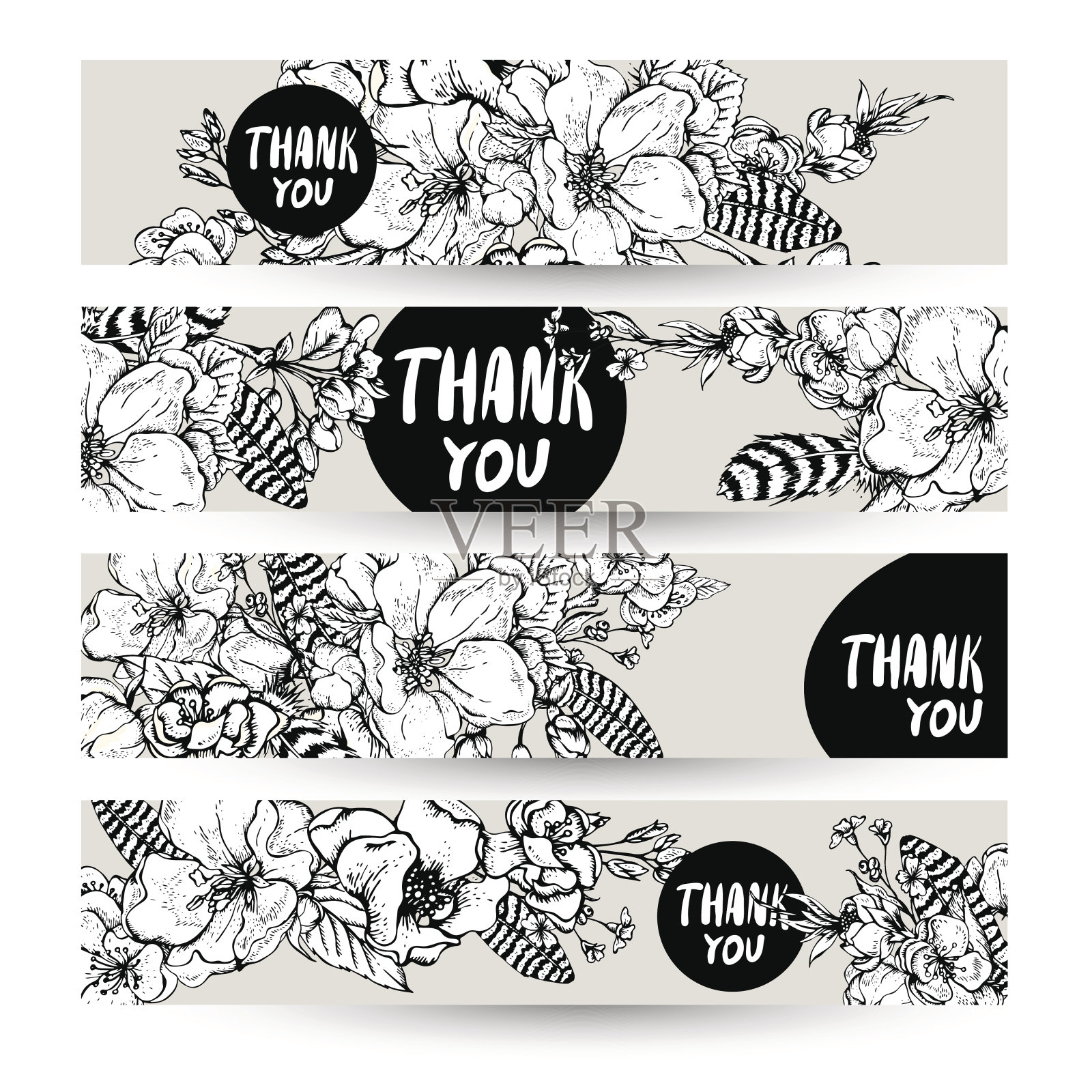 复古模板设置春横横幅插画图片素材