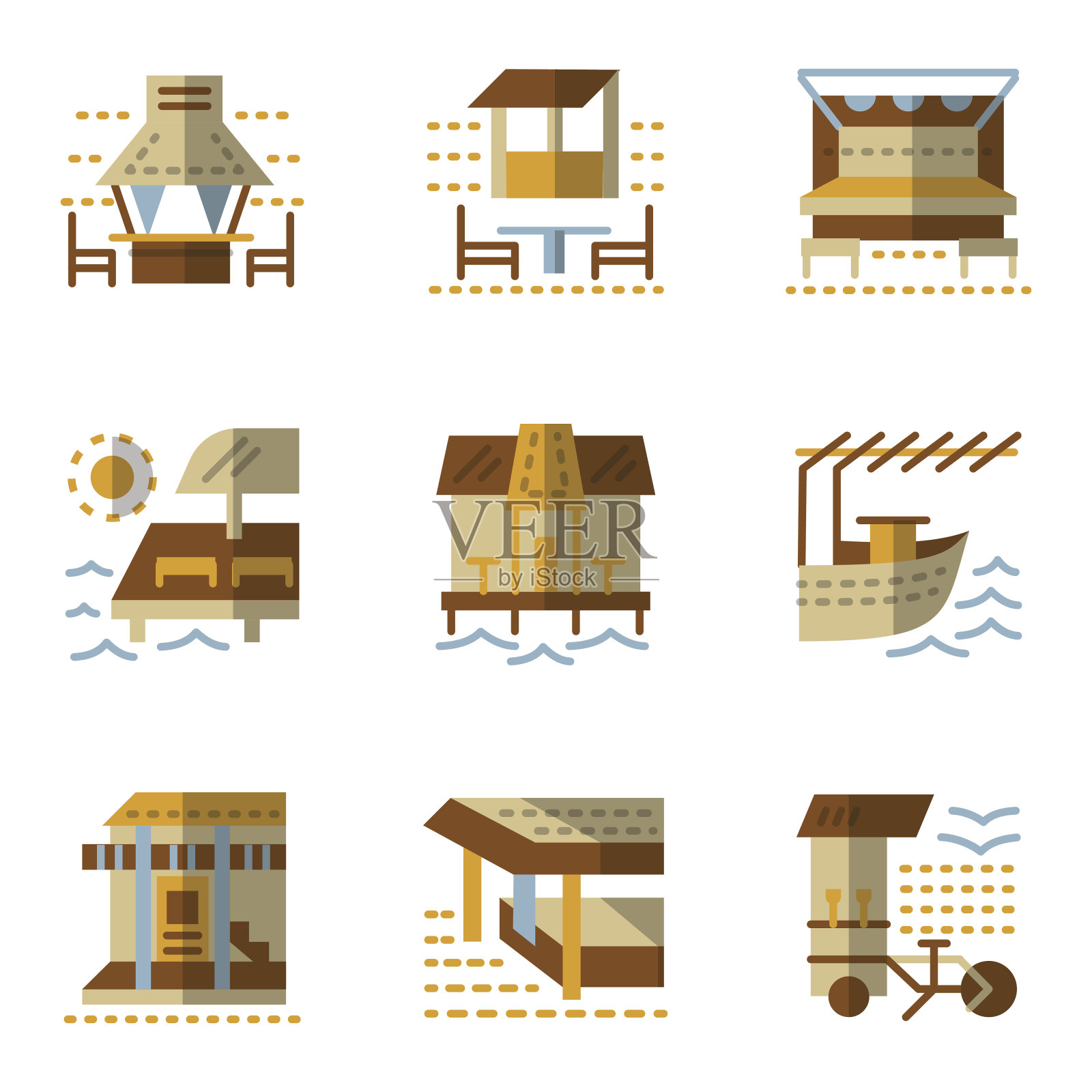 平房的简单矢量图标插画图片素材