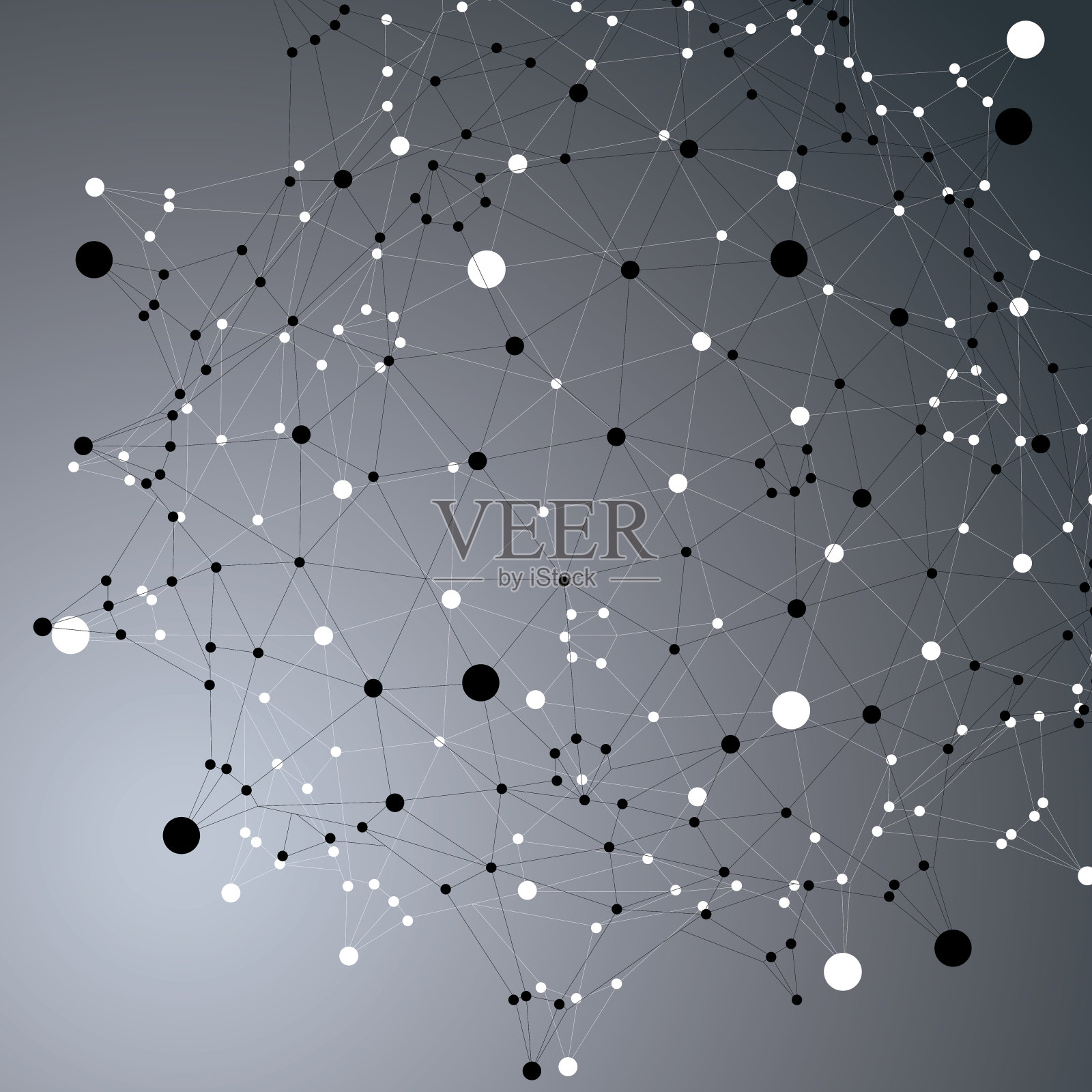 几何抽象三维复杂的格子物体在黑暗的背景插画图片素材