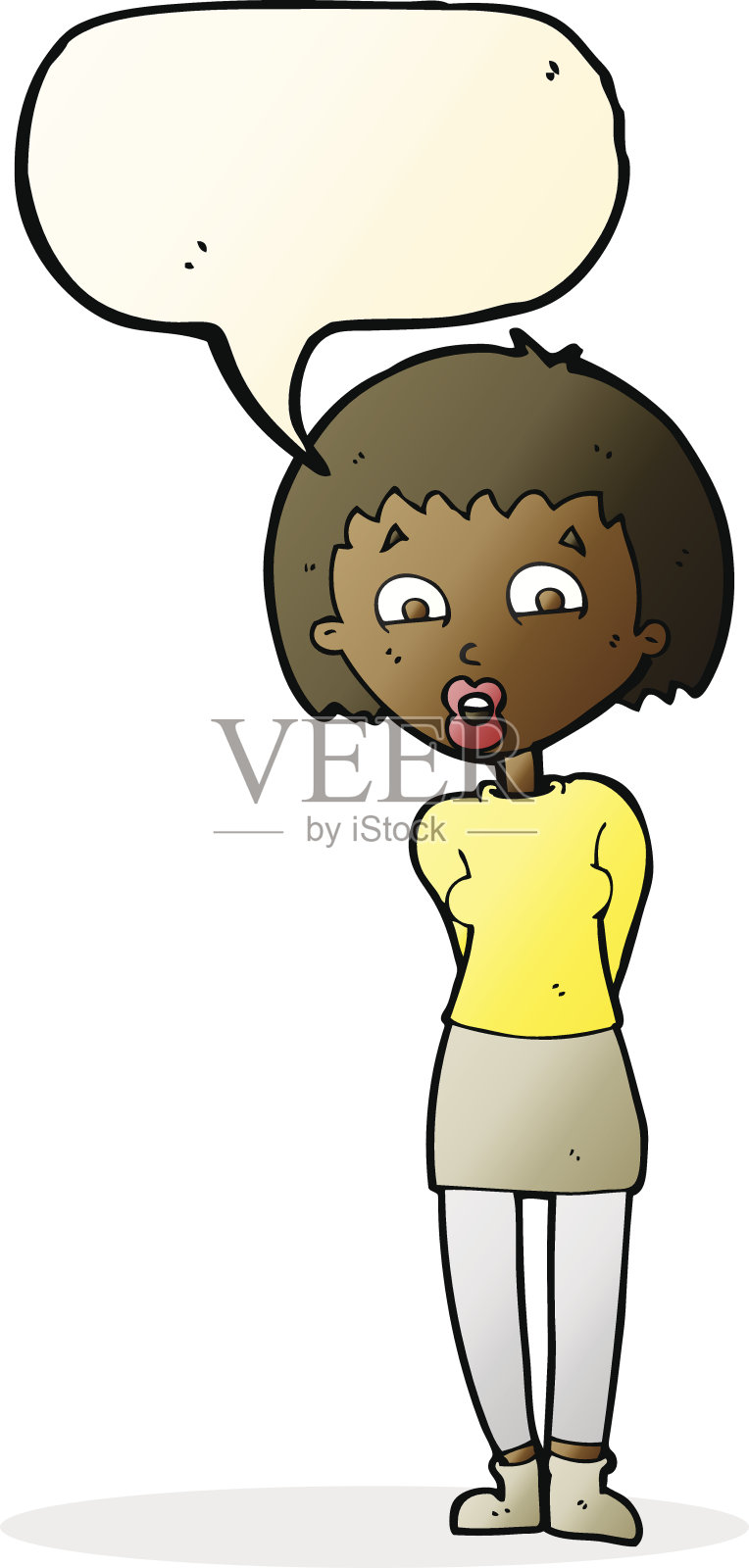 卡通惊讶的女人用气泡说话设计元素图片