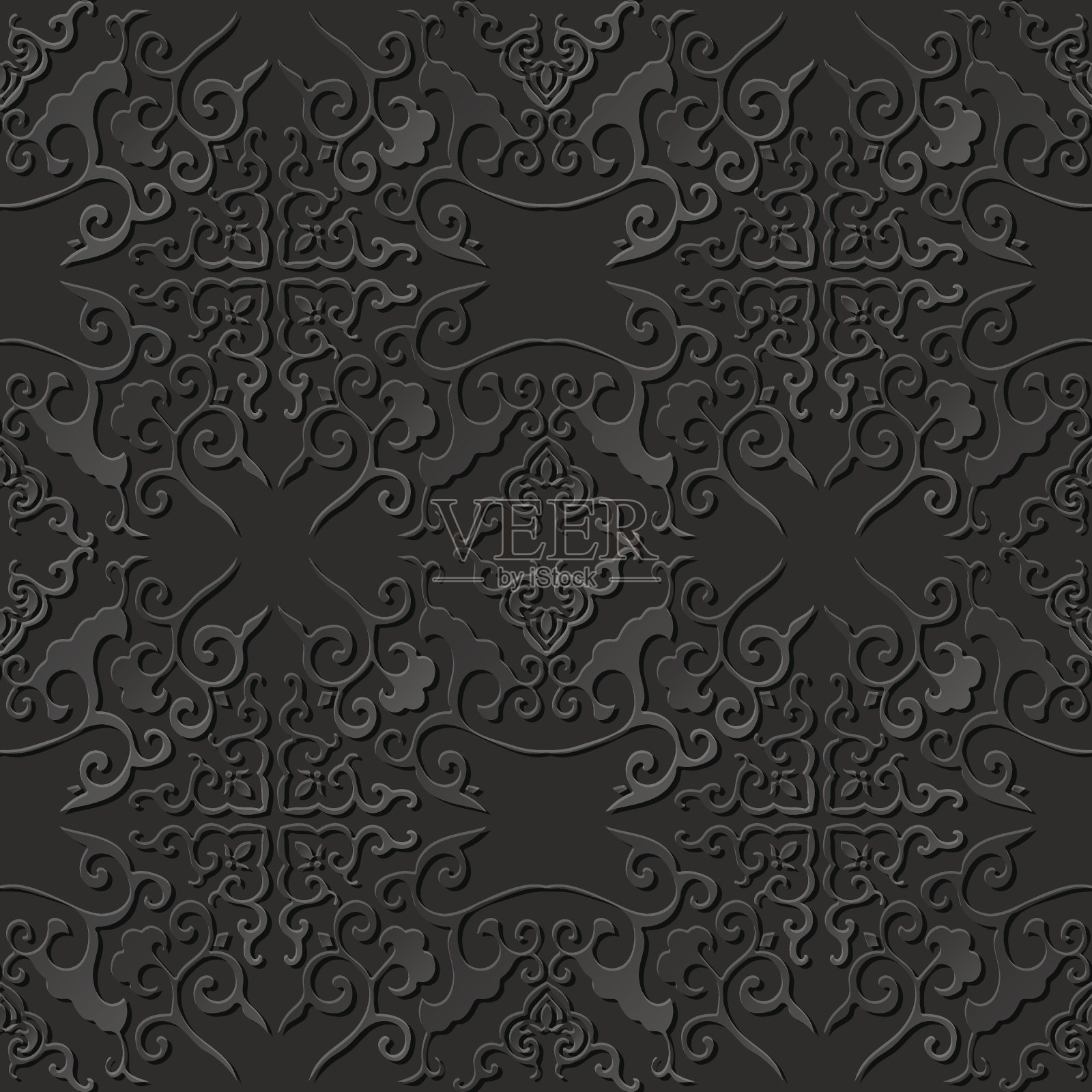 3D纸艺术图案十字曲线螺旋万花筒插画图片素材