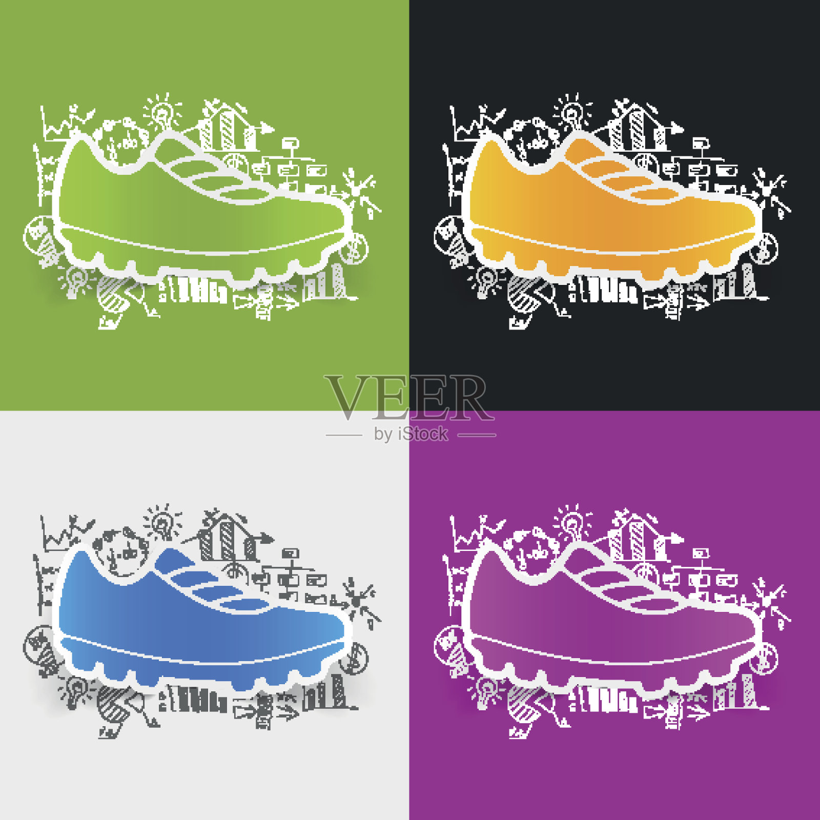 绘制业务公式:运动鞋插画图片素材
