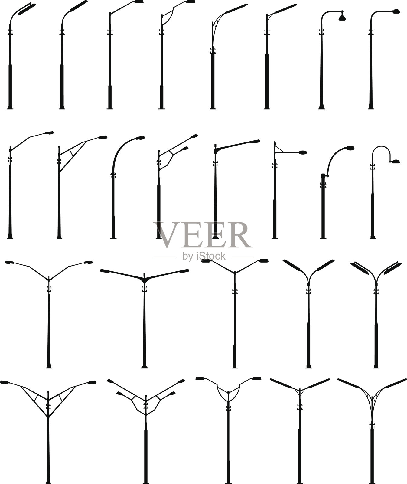 现代街灯剪影设计元素图片