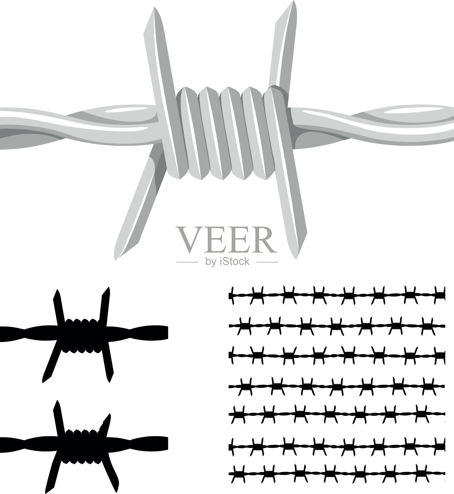 铁丝网和剪影设计元素图片