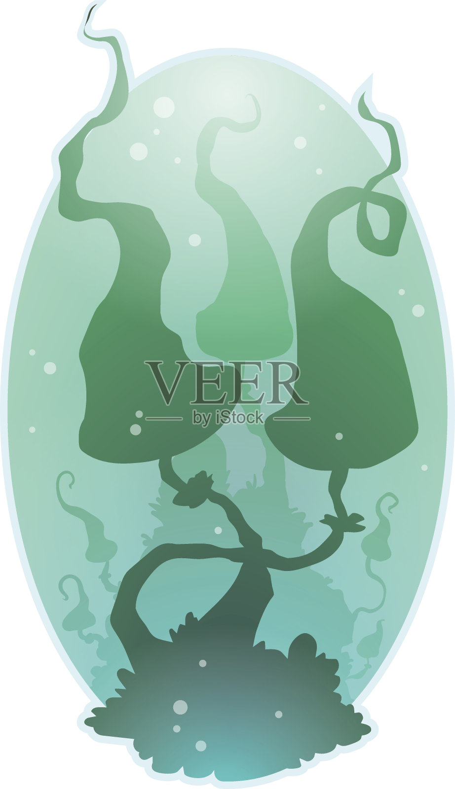 卡通阴影蘑菇和泡泡插画图片素材