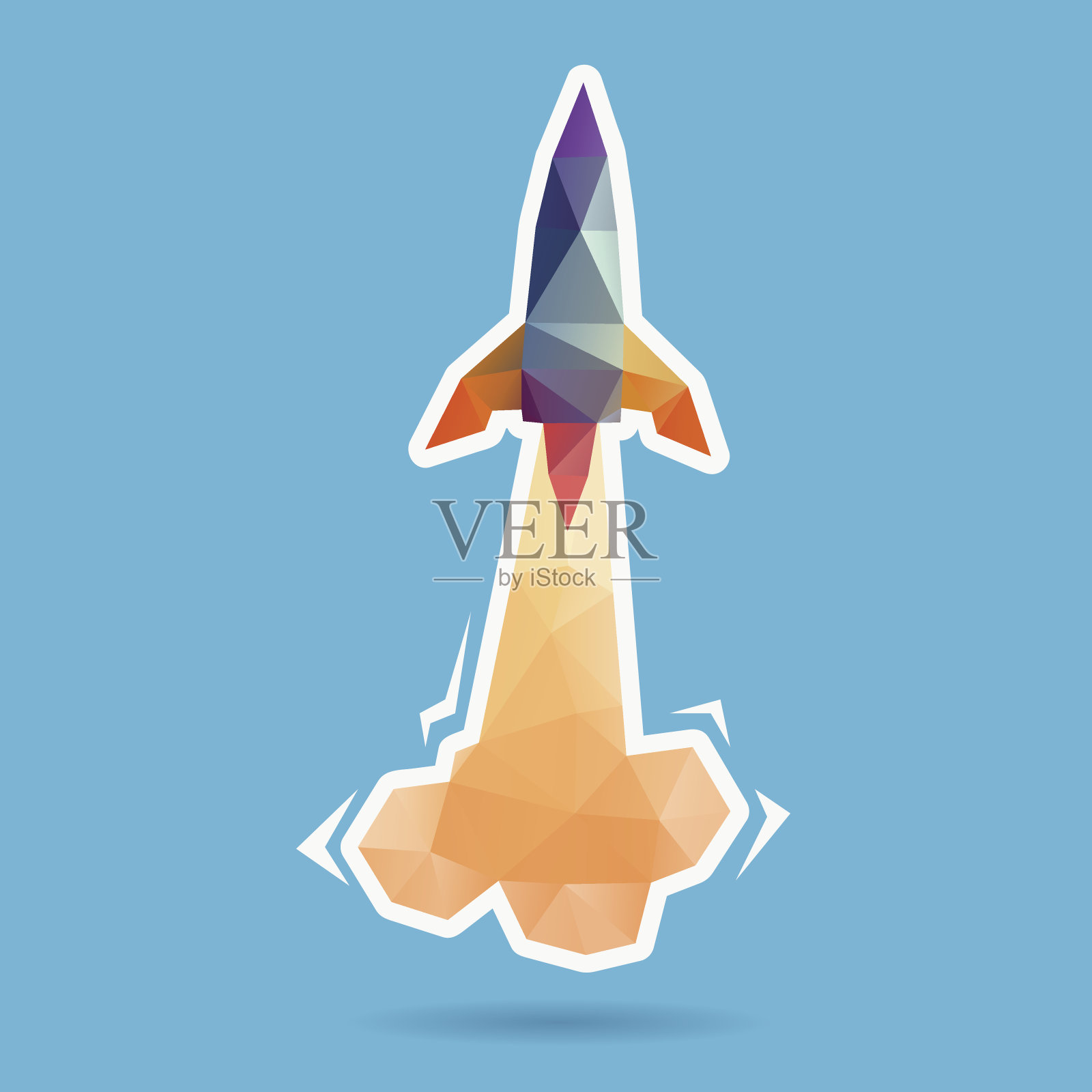 太空火箭发射抽象孤立的白色背景插画图片素材