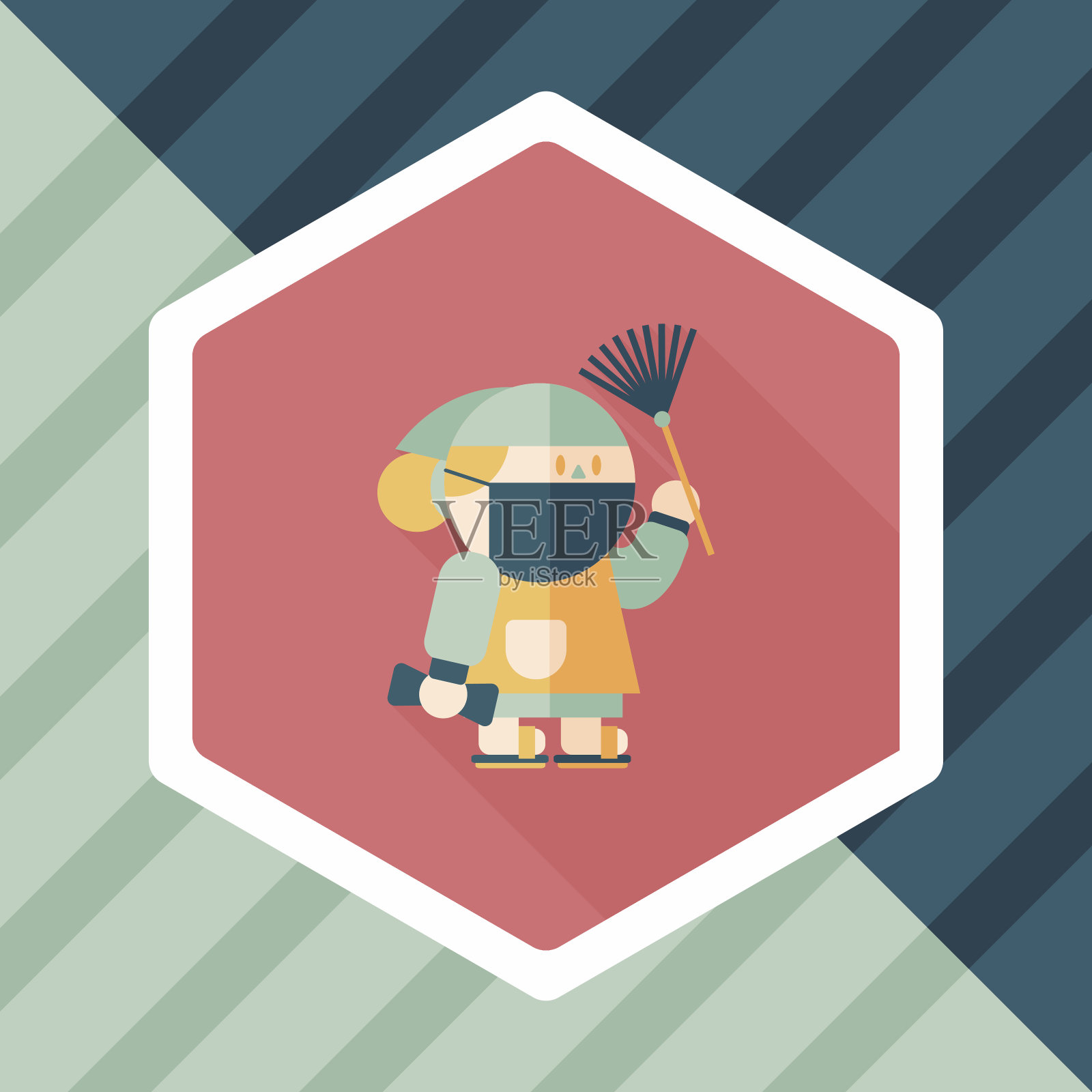 农历新年平图标与长影子，eps插画图片素材