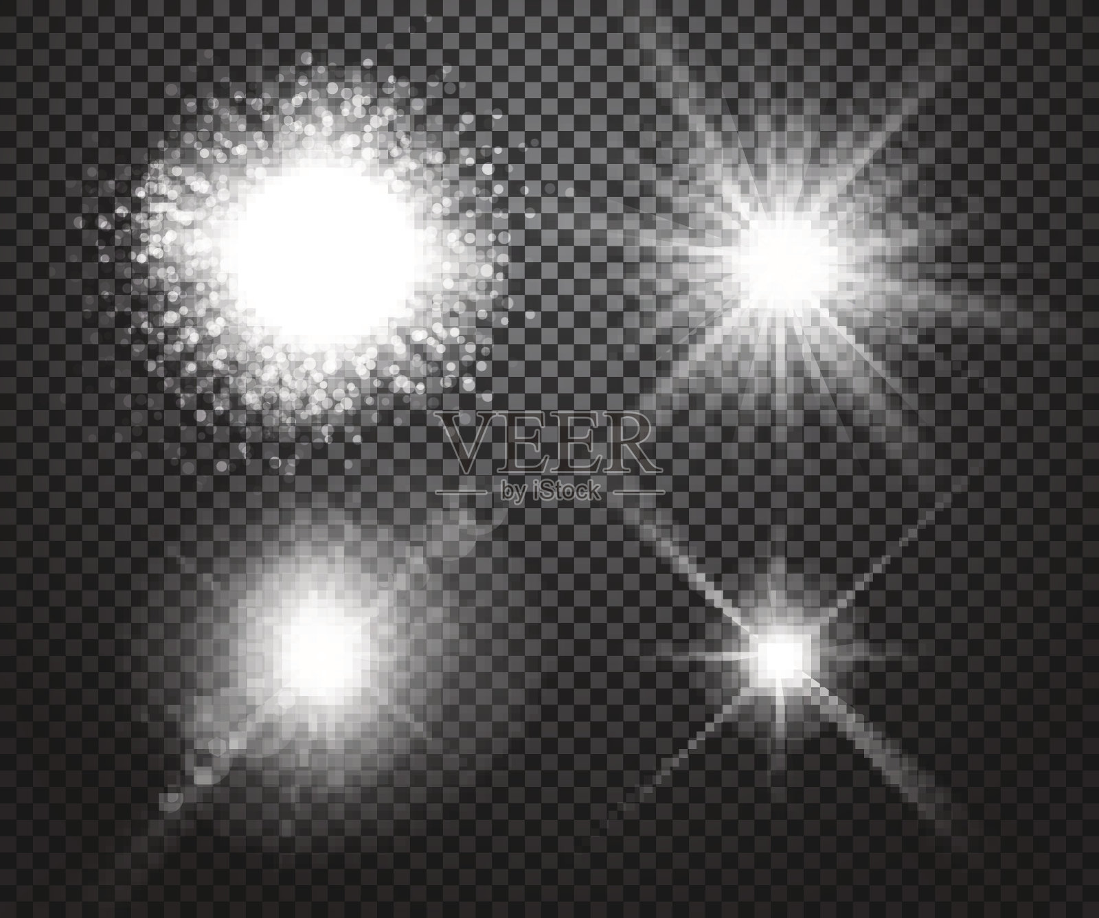 一组发光的灯光效果与透明度设计元素图片