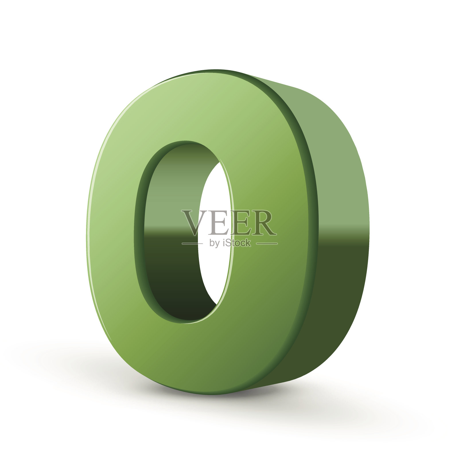 3d绿色字母O插画图片素材