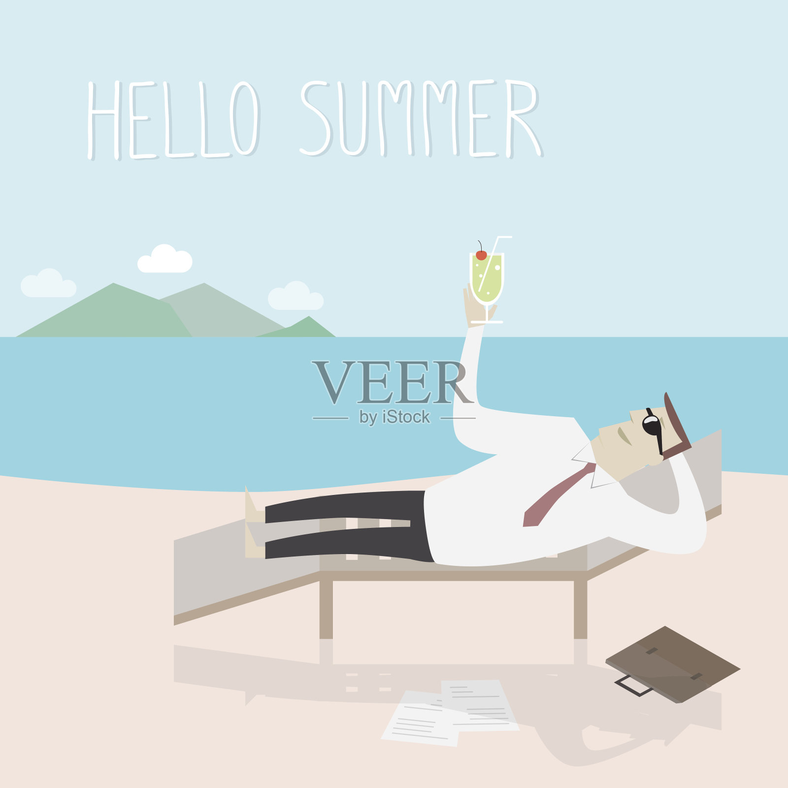 你好夏天-向量插画图片素材