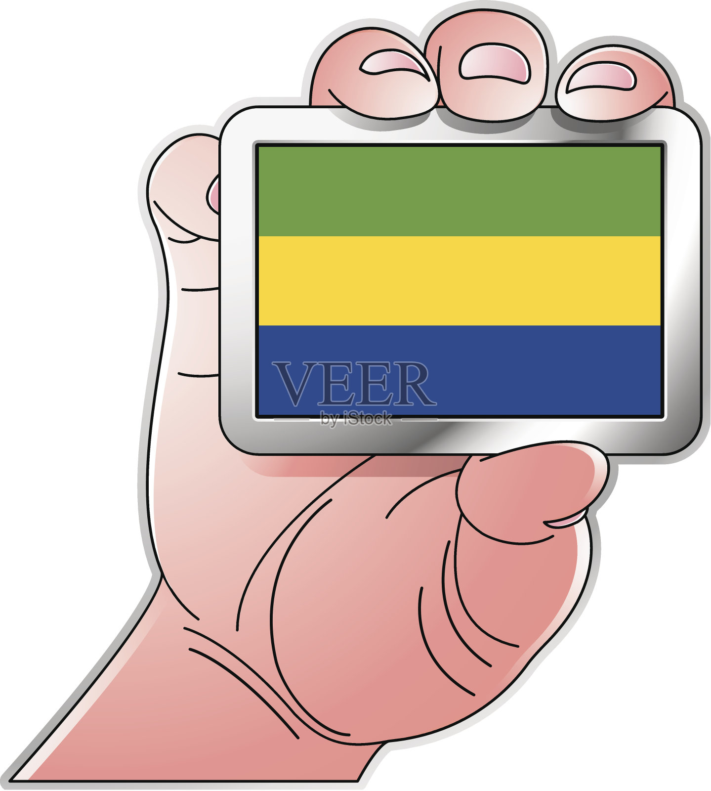 手握加蓬国旗插画图片素材