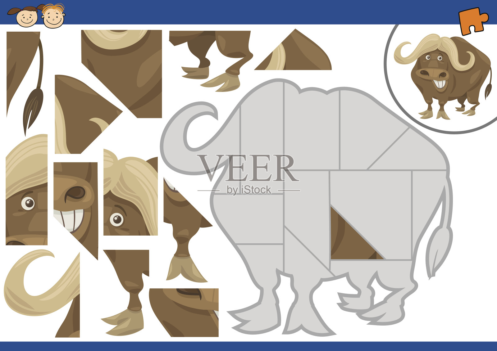 幼儿园拼图游戏插画图片素材