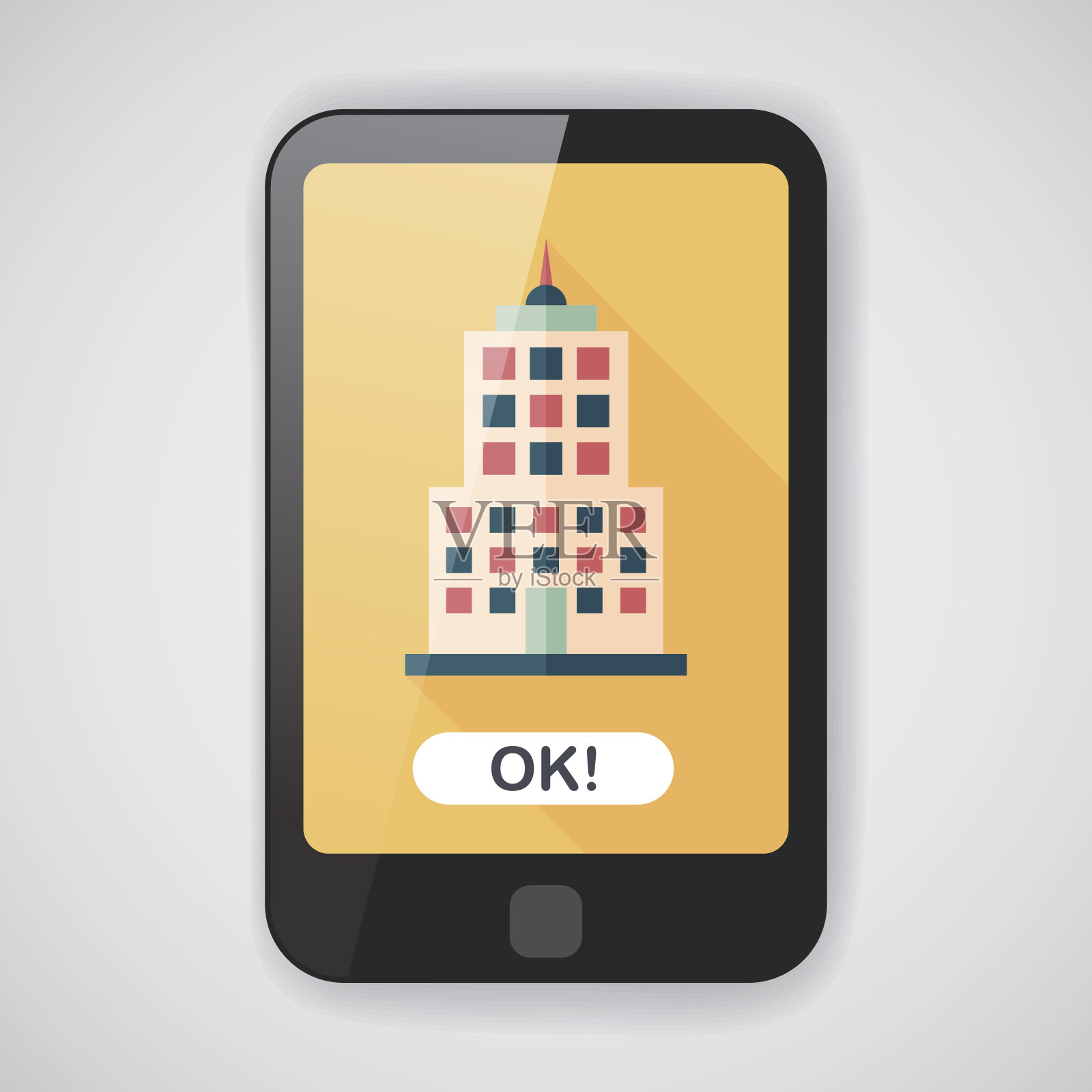 商业大厦平面图标与长影子，eps10图标素材