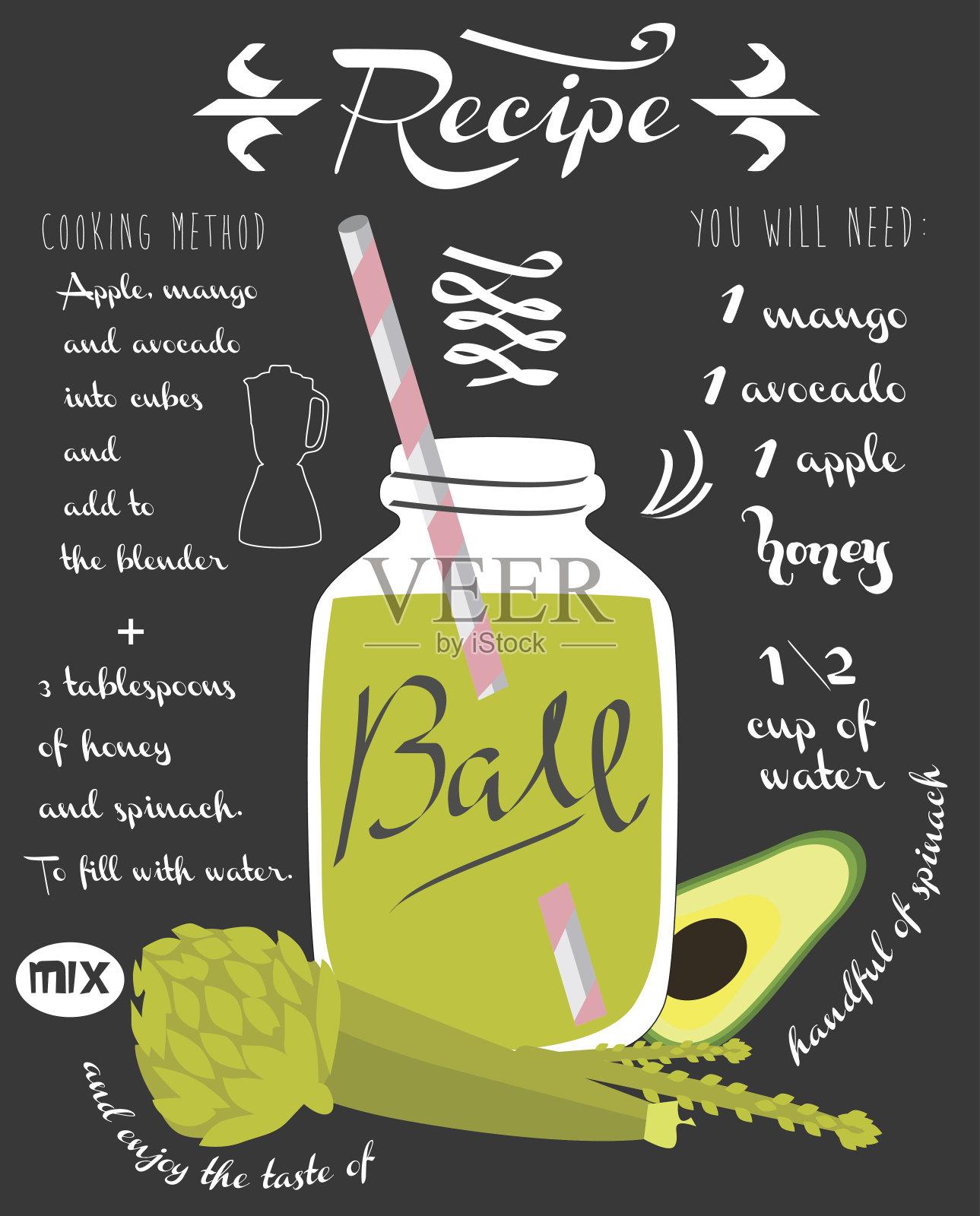 素食食谱卡插画图片素材