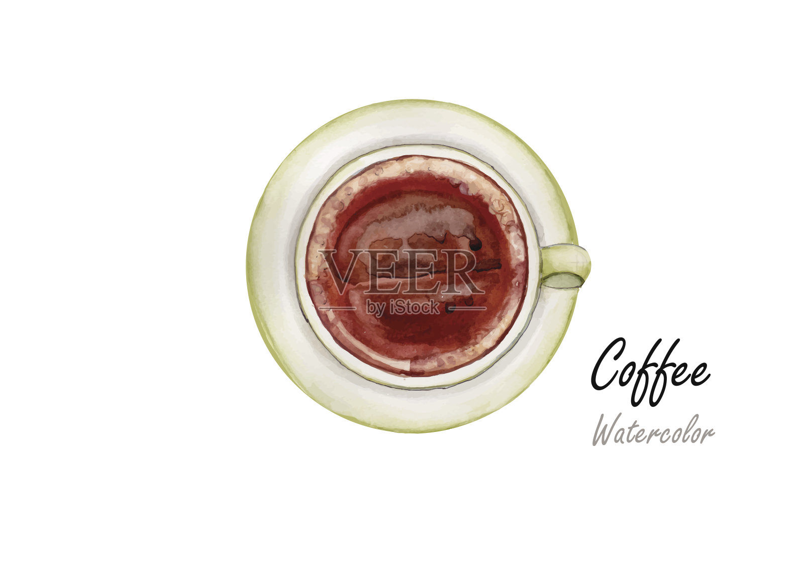 咖啡。手绘水彩画。矢量插图插画图片素材