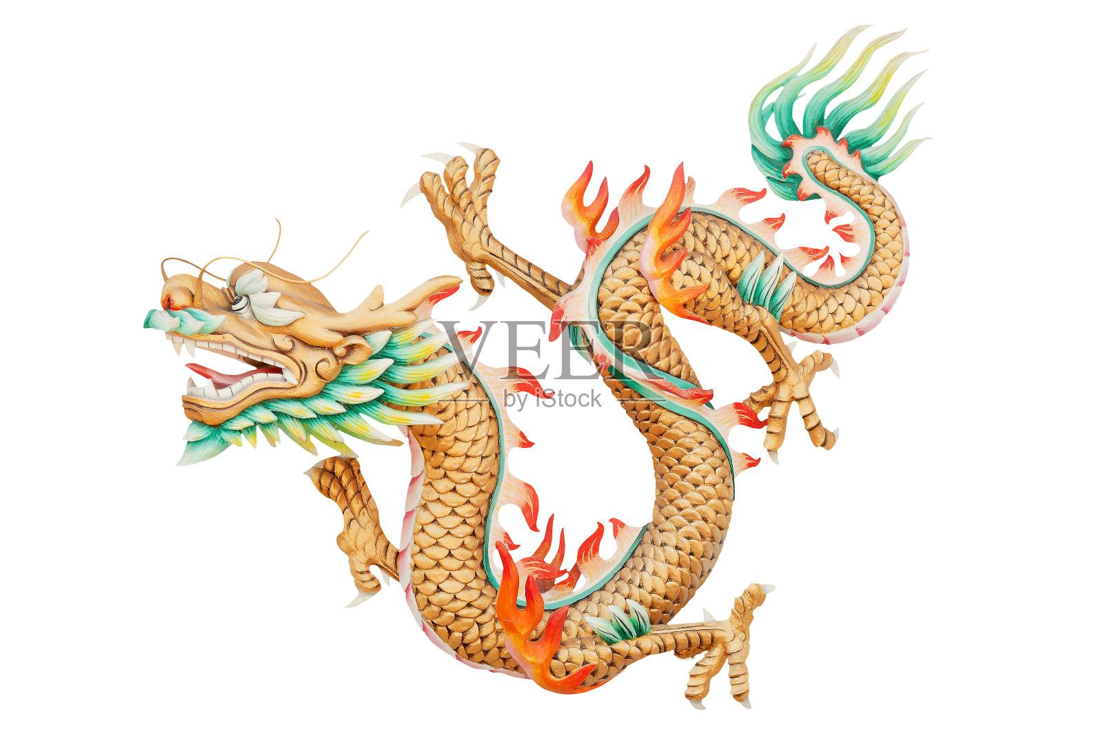 金龙孤立在白色背景与剪辑路径照片摄影图片