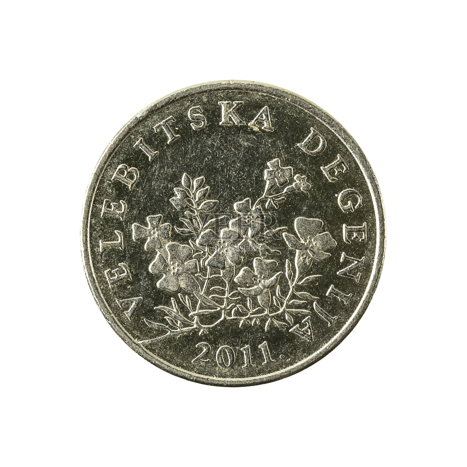 50枚克罗地亚利帕硬币(2011)在白色背景上反向孤立照片摄影图片