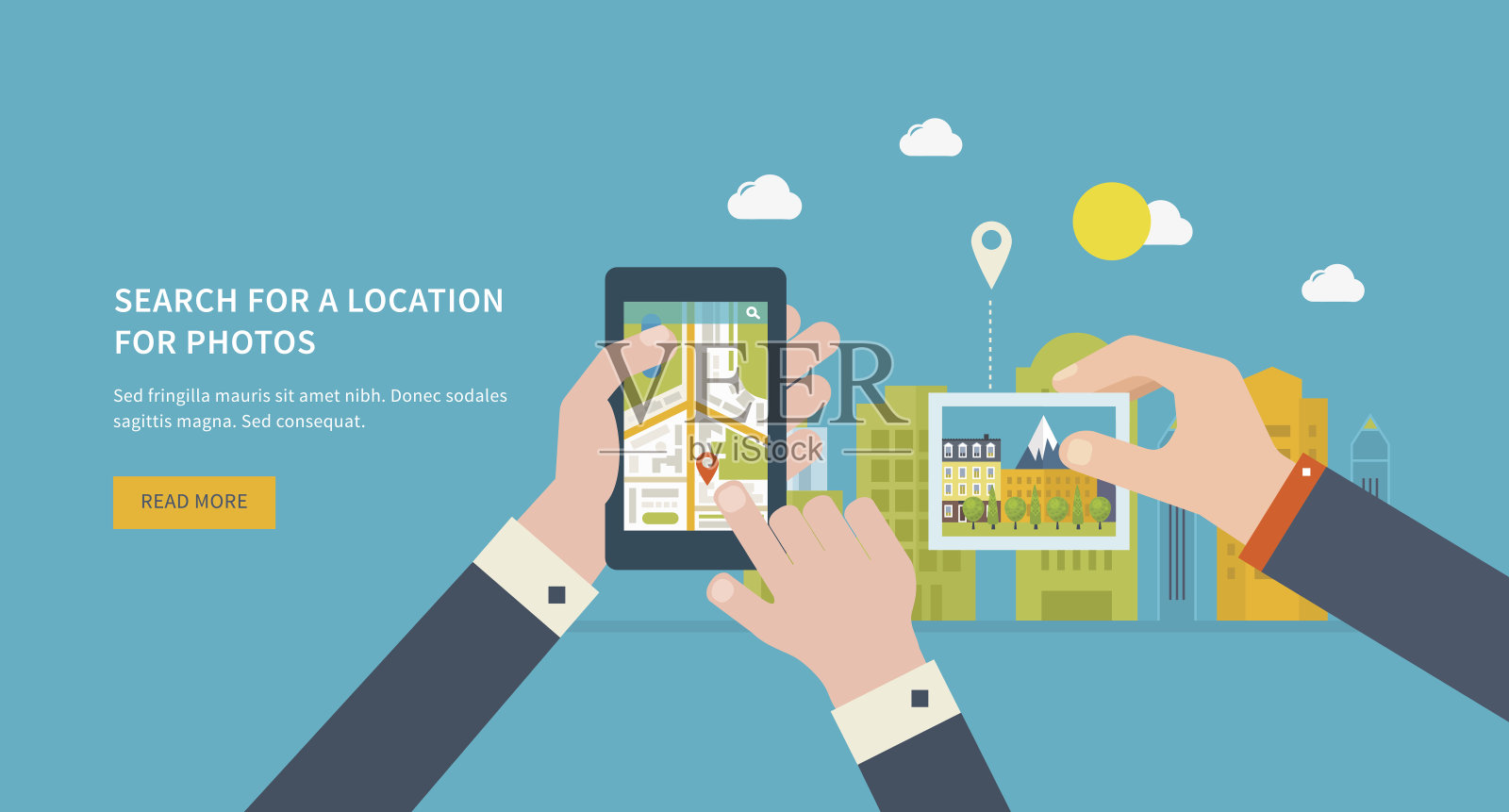 在照片上搜索地点插画图片素材