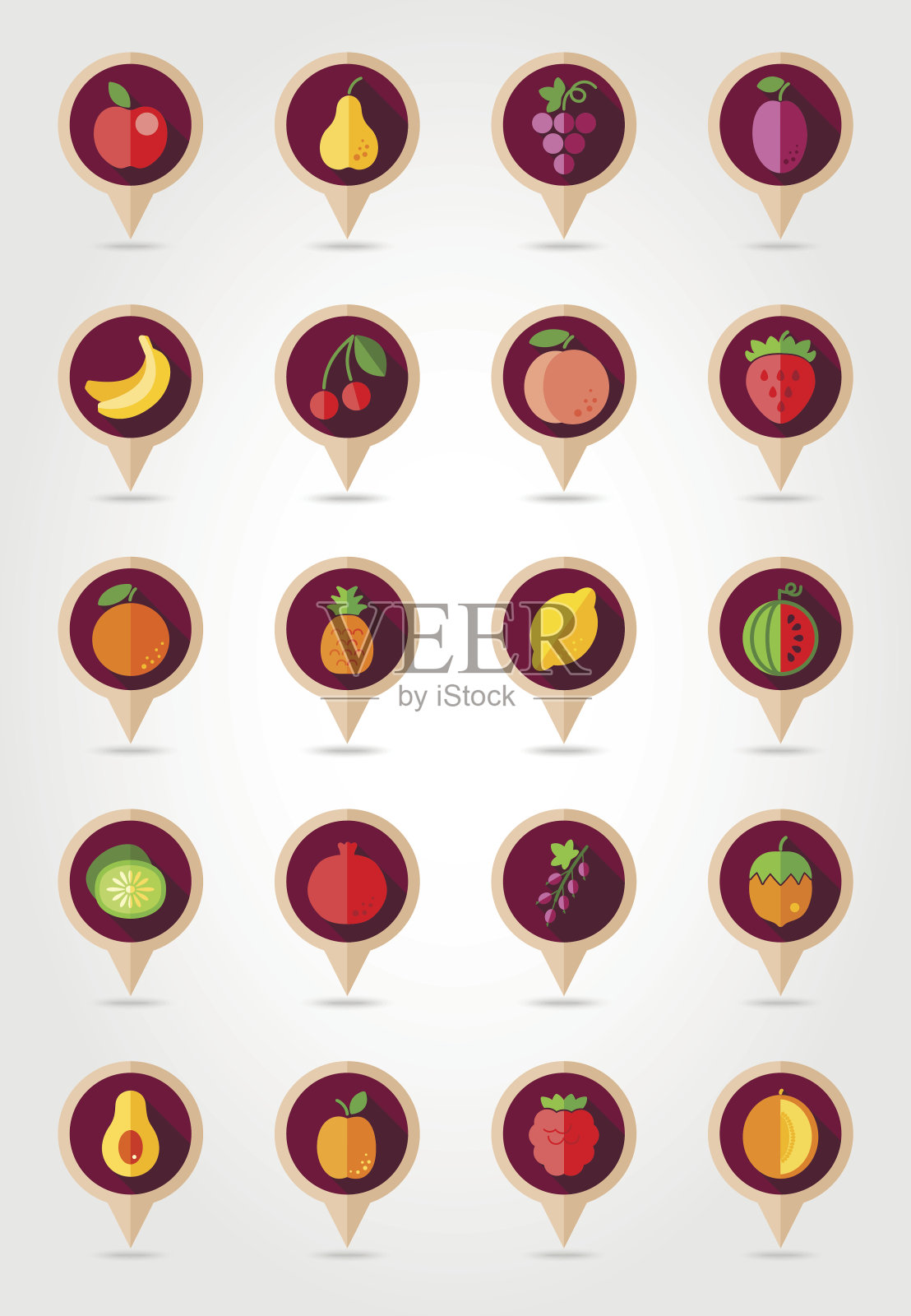 水果映射大头针图标插画图片素材