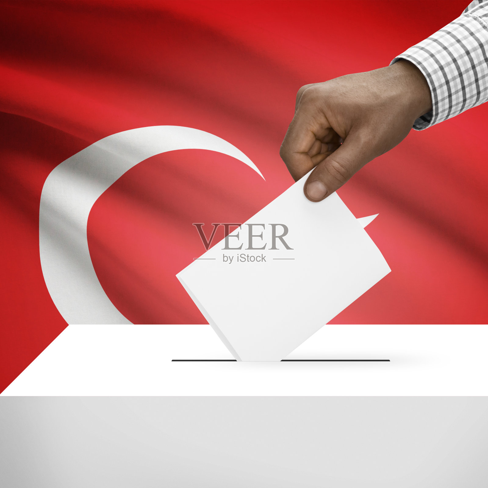 带有国旗背景的投票箱系列-土耳其照片摄影图片