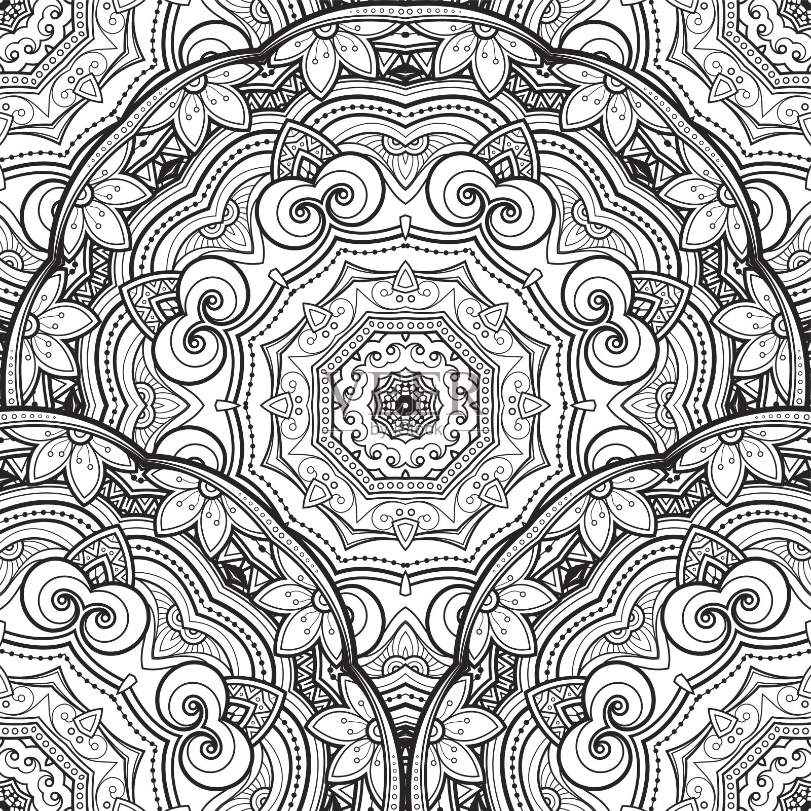 矢量无缝单色华丽的模式插画图片素材