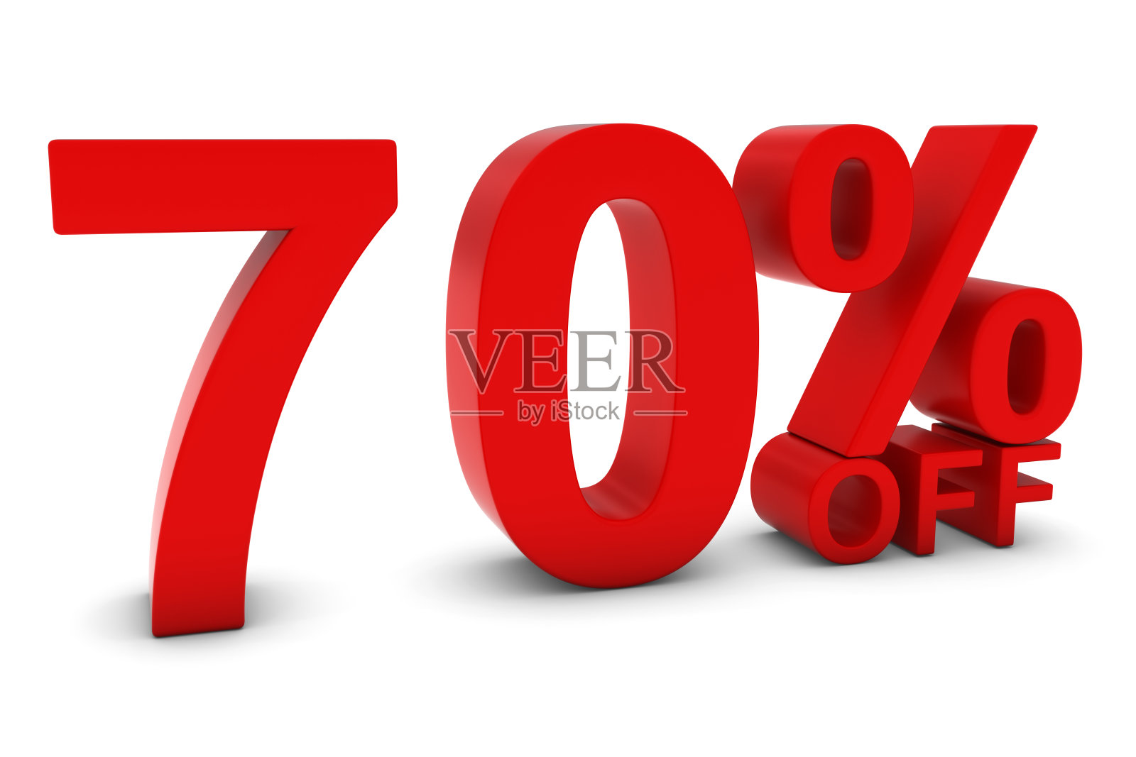 七折-七折3D红色文本照片摄影图片