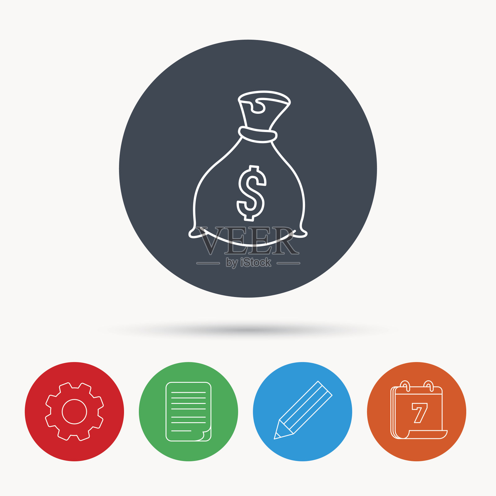 口袋与美元图标。钱的袋子的迹象。插画图片素材