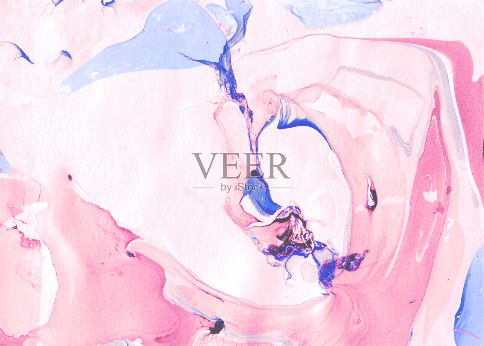 大理石纹手工纸。Diy有机结构。美丽的粉红色白色和灰色液体表面与黑色细线。插画图片素材