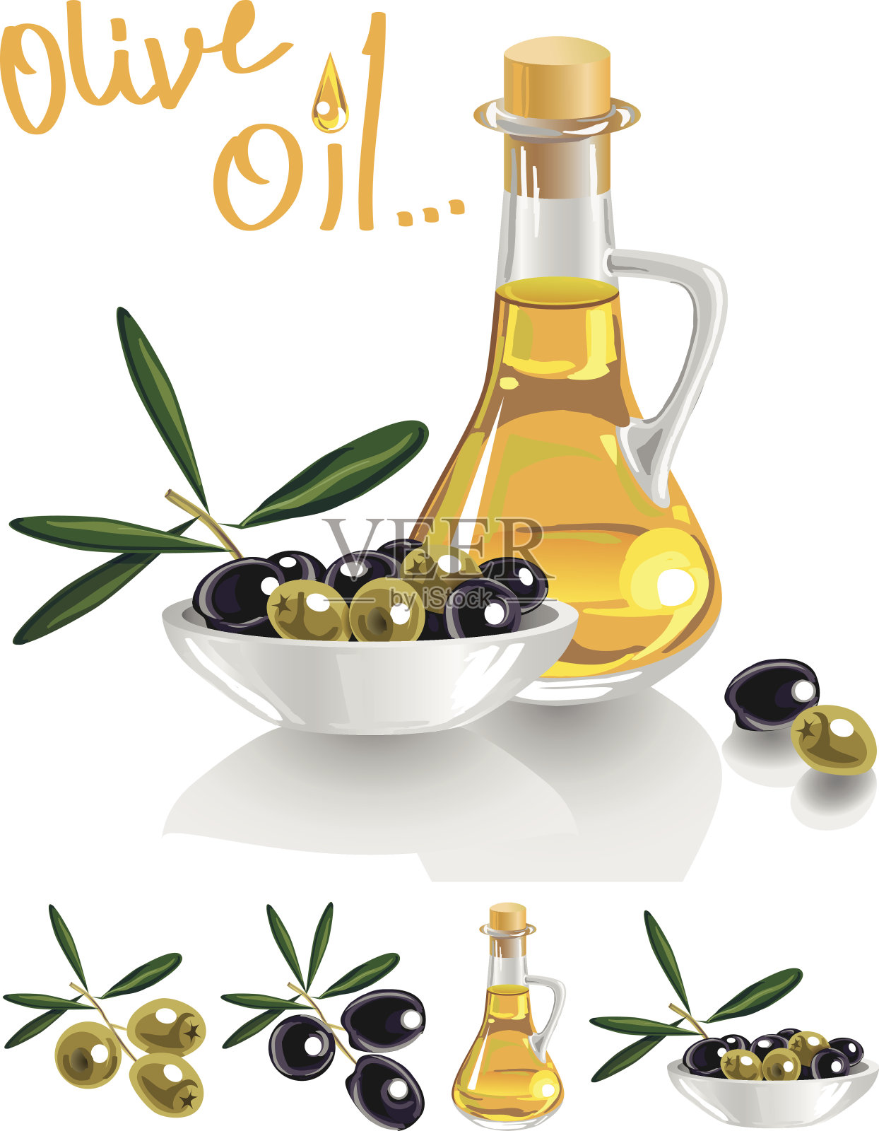 白色的橄榄油插画图片素材