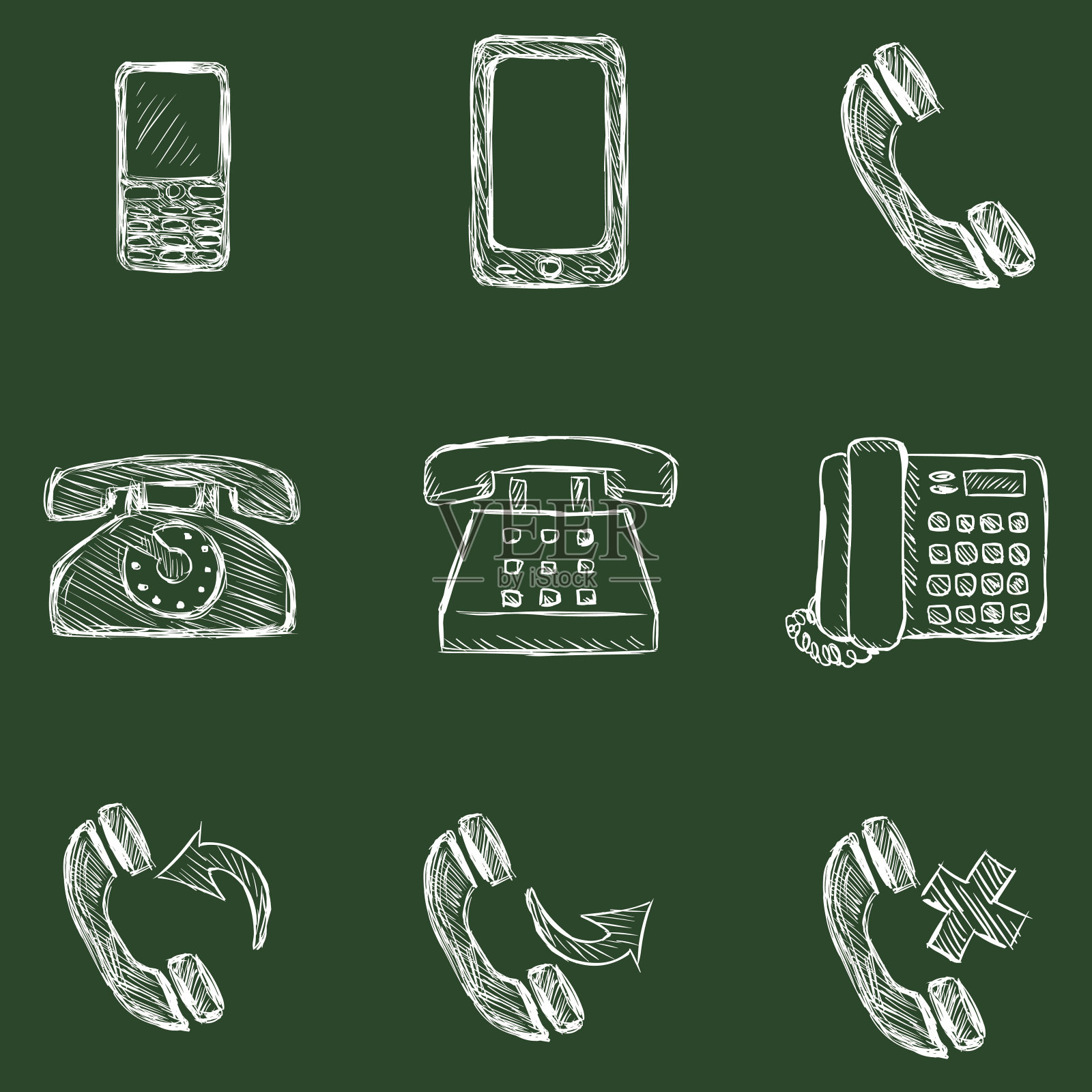 矢量设置粉笔电话图标插画图片素材