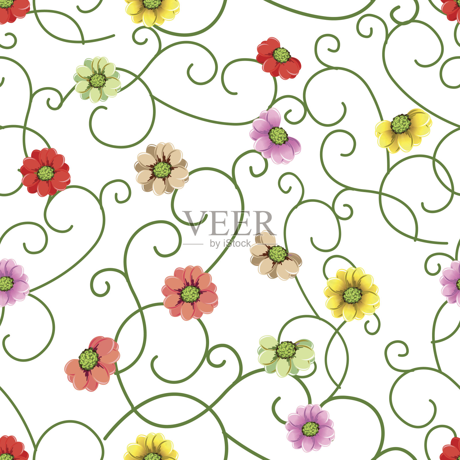 无缝花卉图案插画图片素材