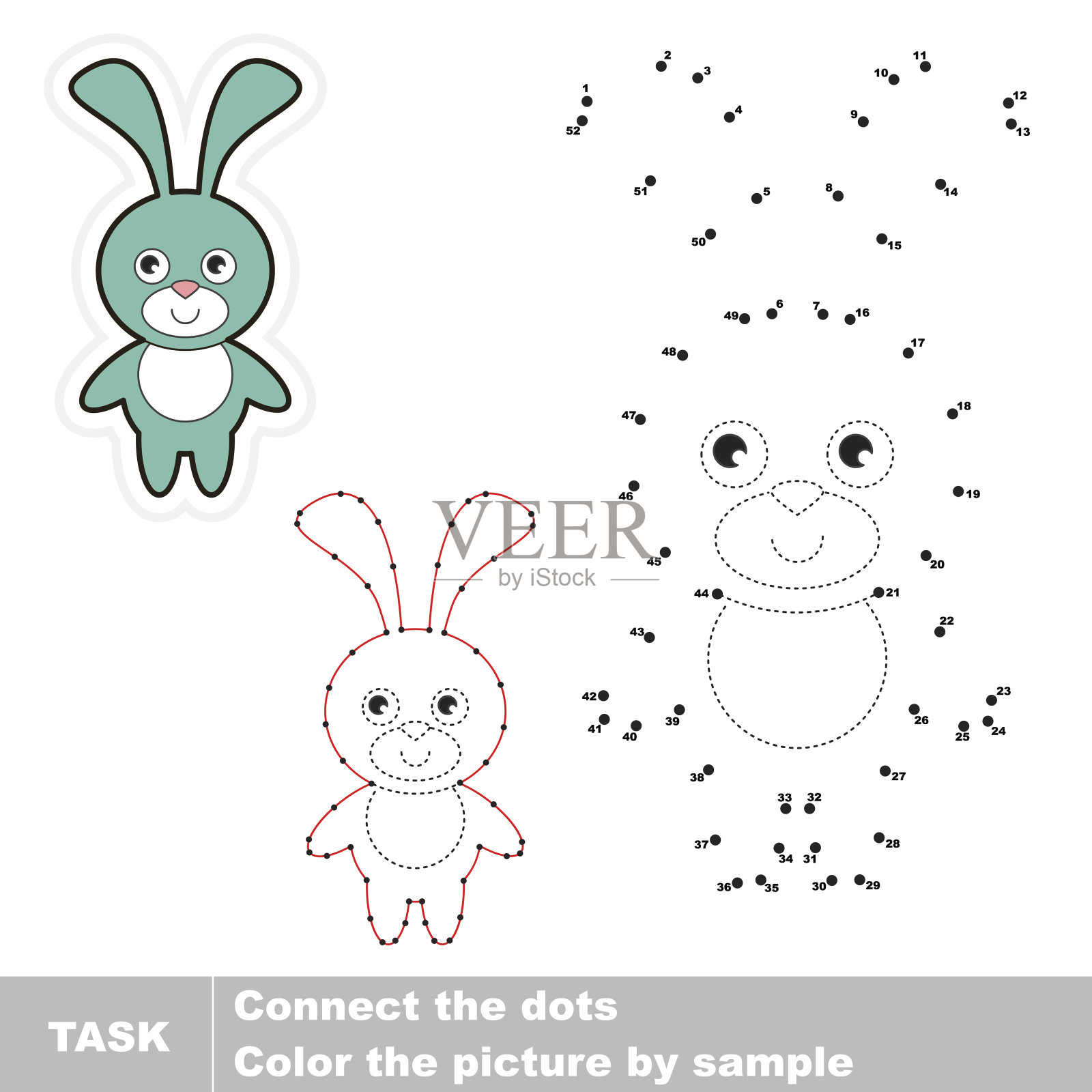 可爱的兔子。矢量数字游戏插画图片素材