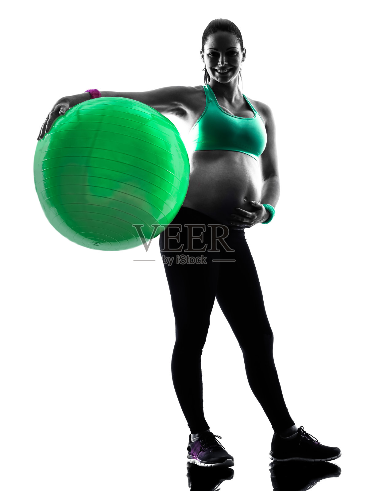 孕妇健身锻炼剪影照片摄影图片