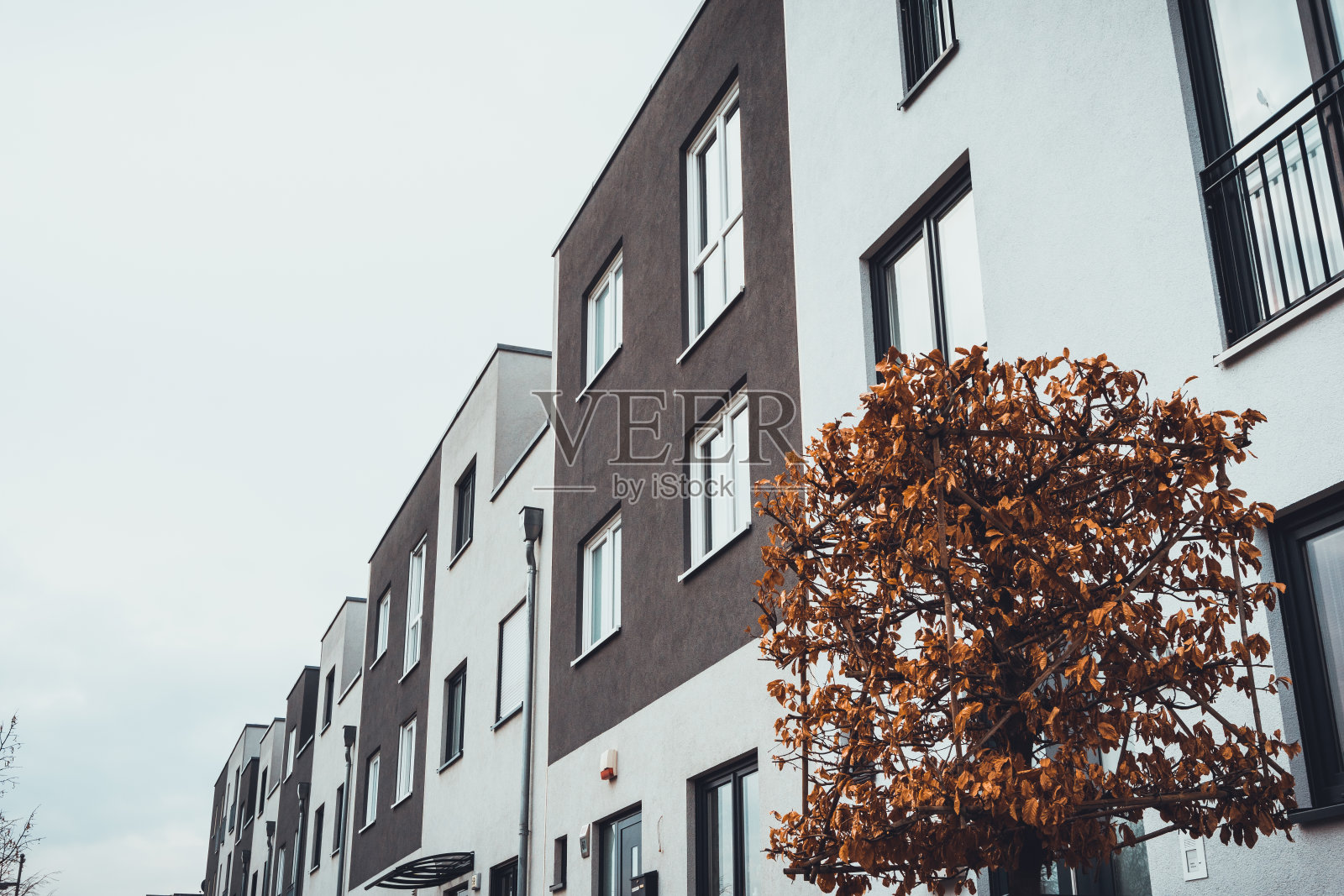 排成一排的联排别墅照片摄影图片