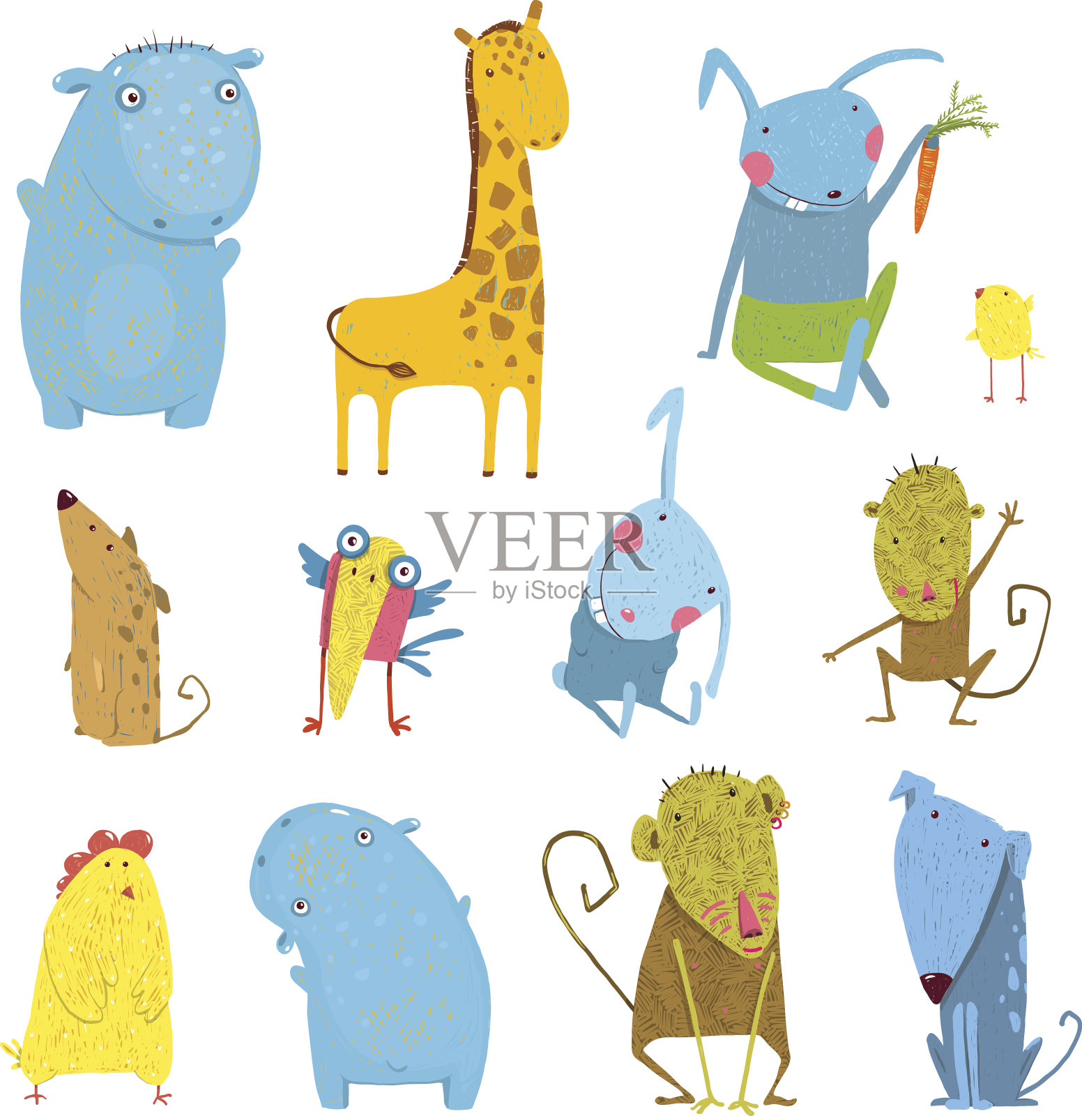 一套动物卡通插图插画图片素材