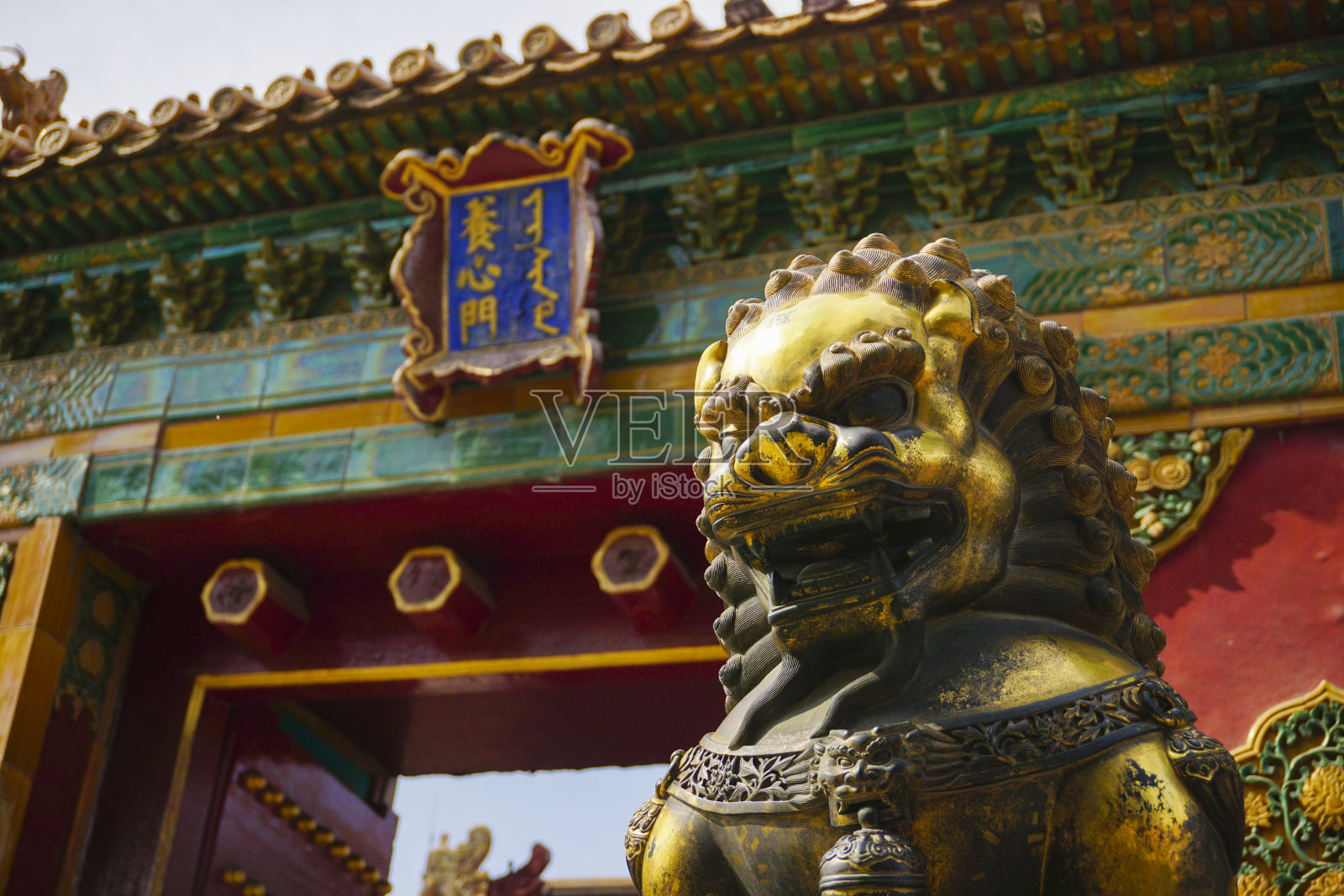 紫禁城的狮子雕像照片摄影图片