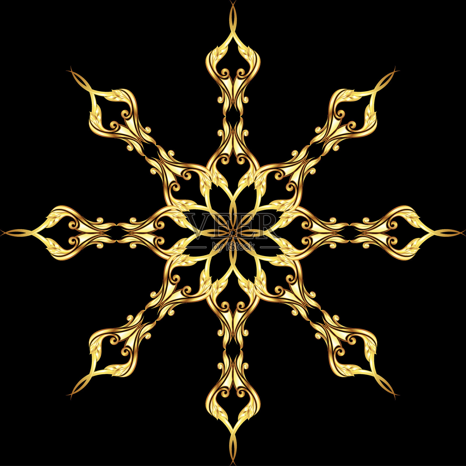 金色的花朵图案插画图片素材