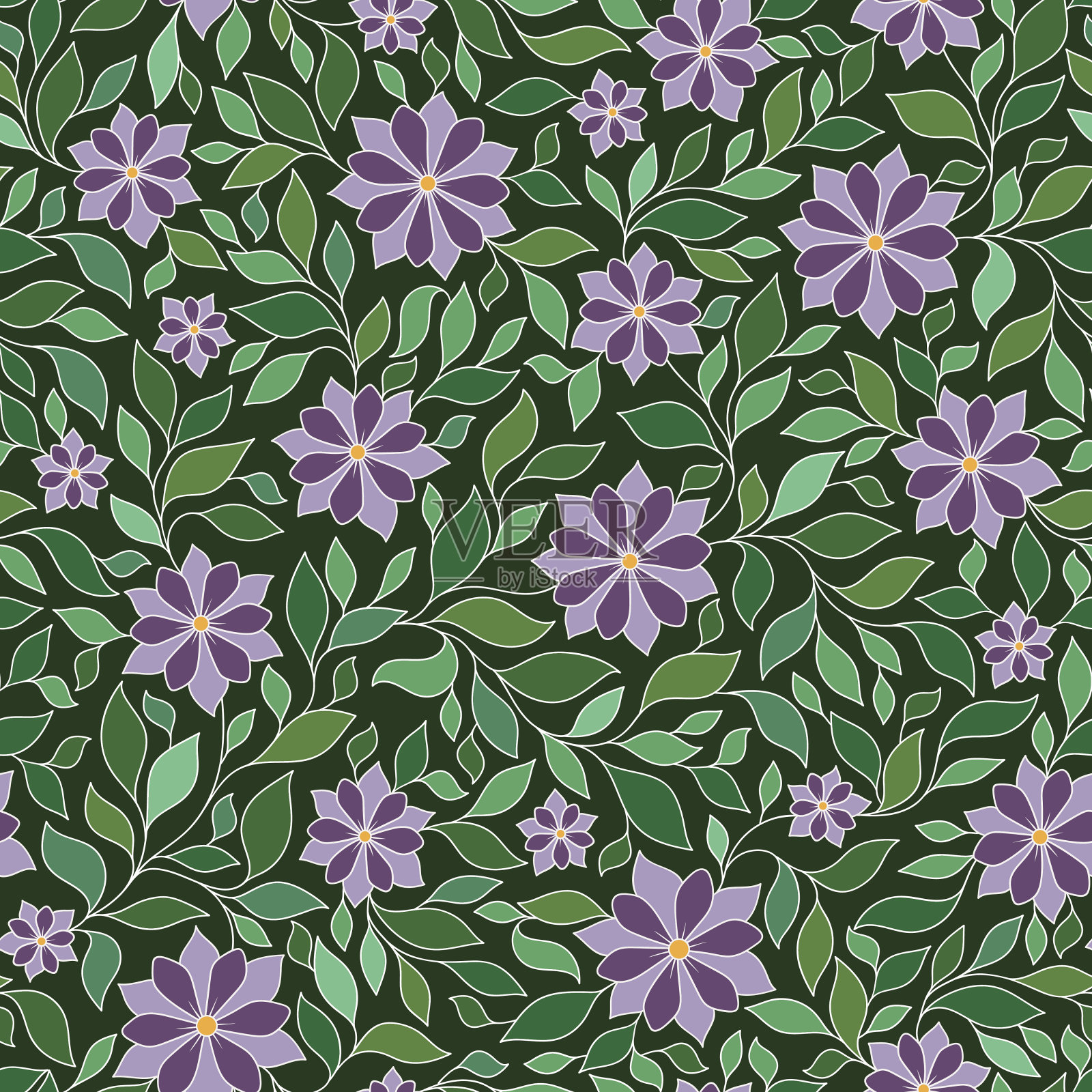 矢量插图的无缝模式与抽象的花插画图片素材