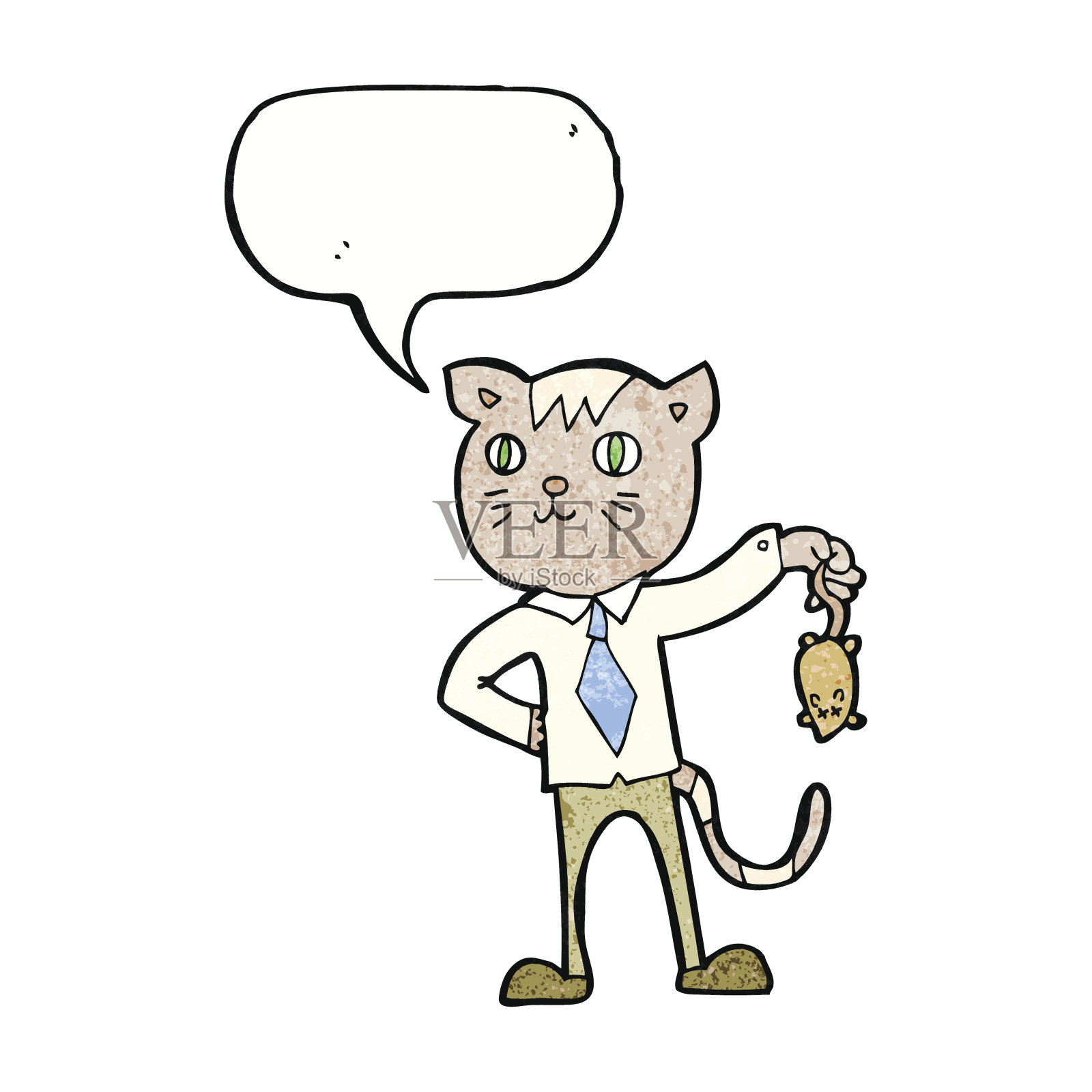 卡通商业猫与死老鼠与语音泡泡设计元素图片